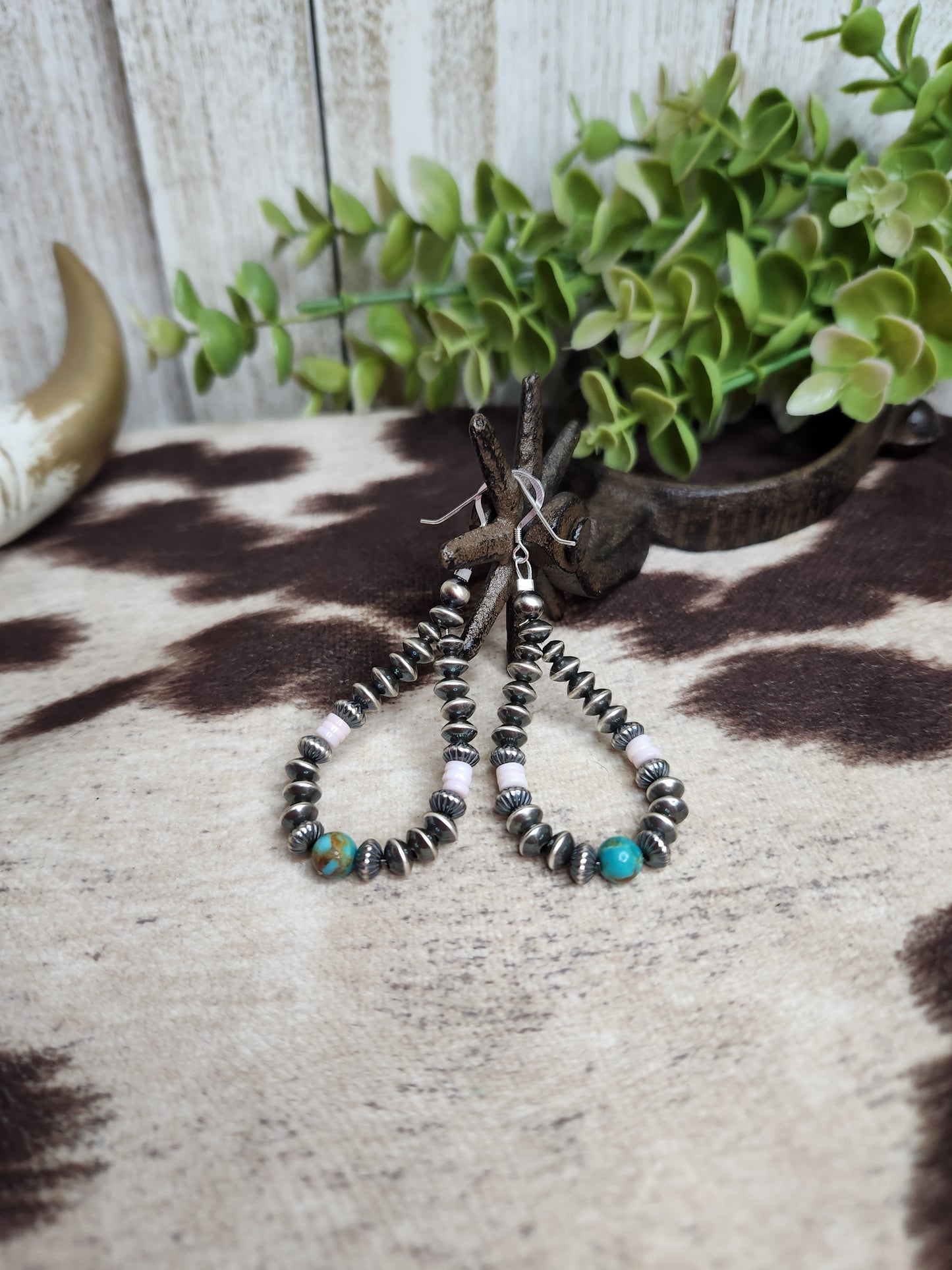 Pink Conch, Kingsmen Turquoise, & Sterling Silver Navajo Style Pearls