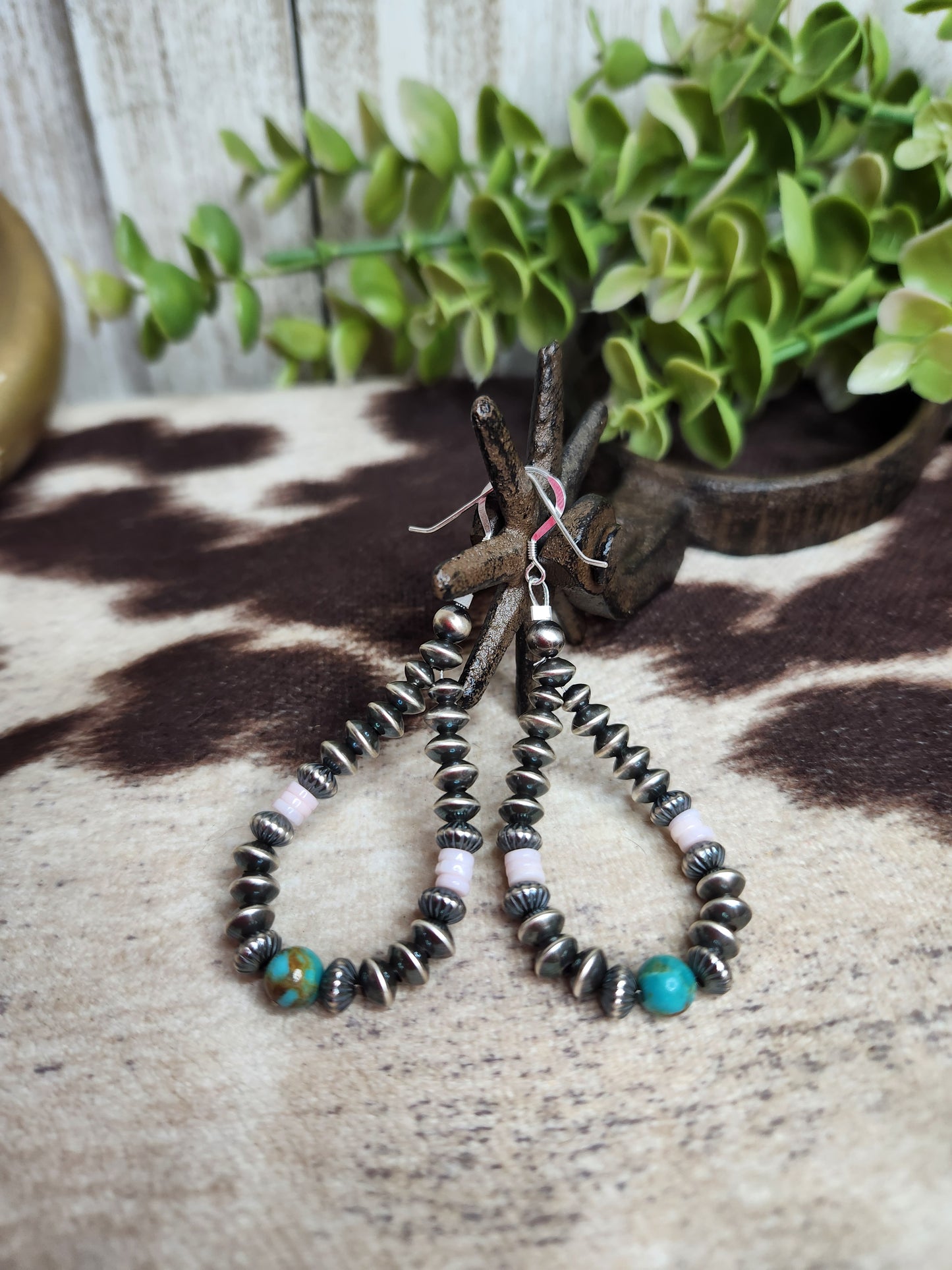 Pink Conch, Kingsmen Turquoise, & Sterling Silver Navajo Style Pearls