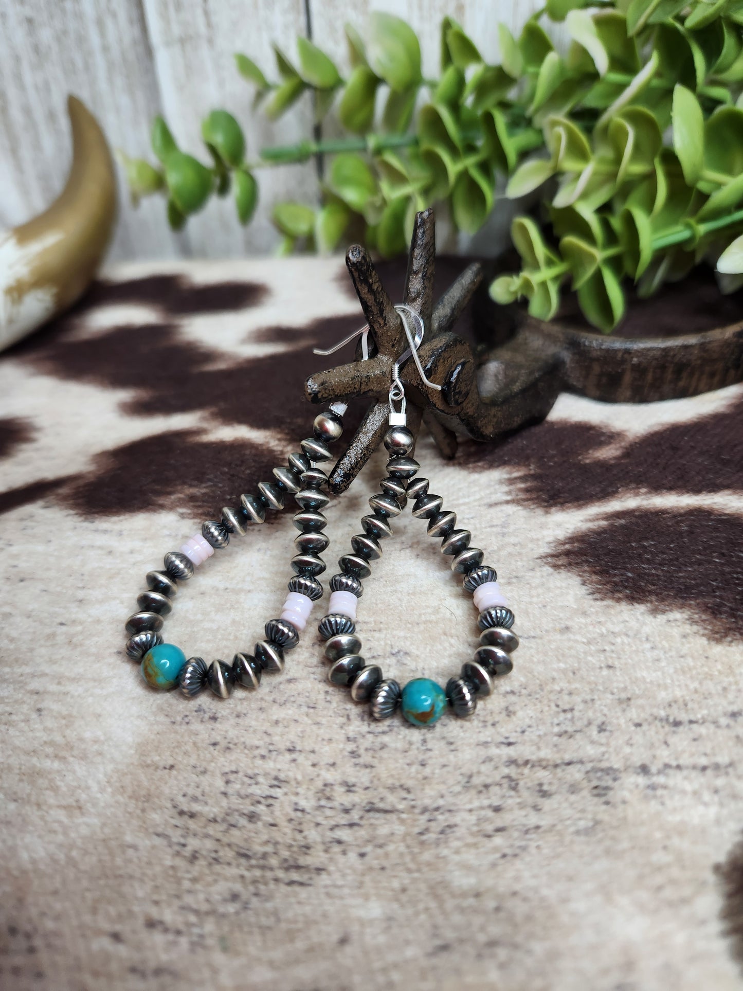 Pink Conch, Kingsmen Turquoise, & Sterling Silver Navajo Style Pearls