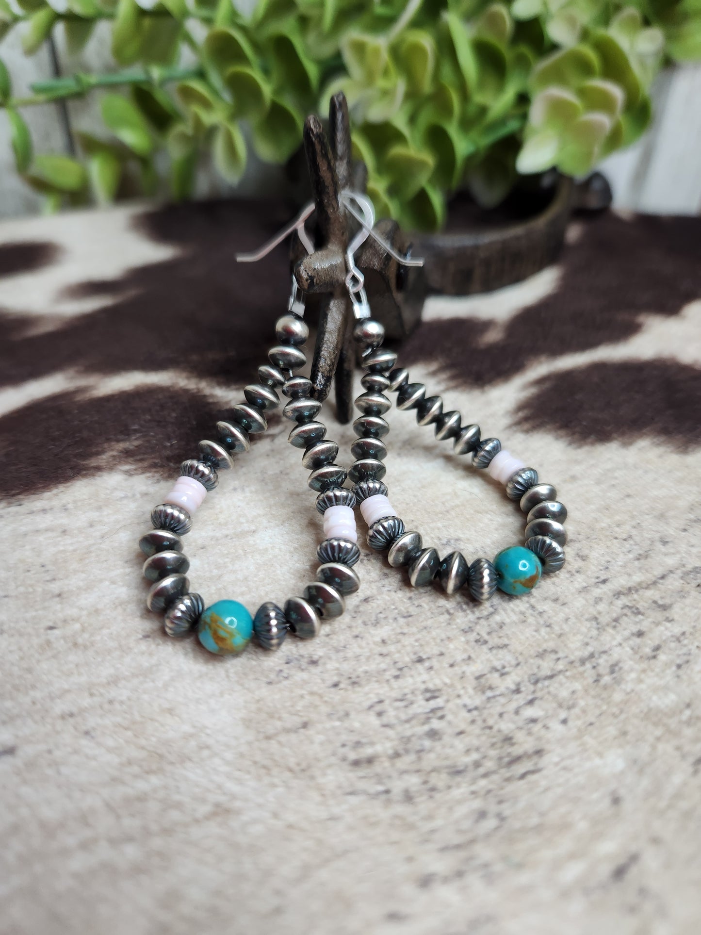 Pink Conch, Kingsmen Turquoise, & Sterling Silver Navajo Style Pearls