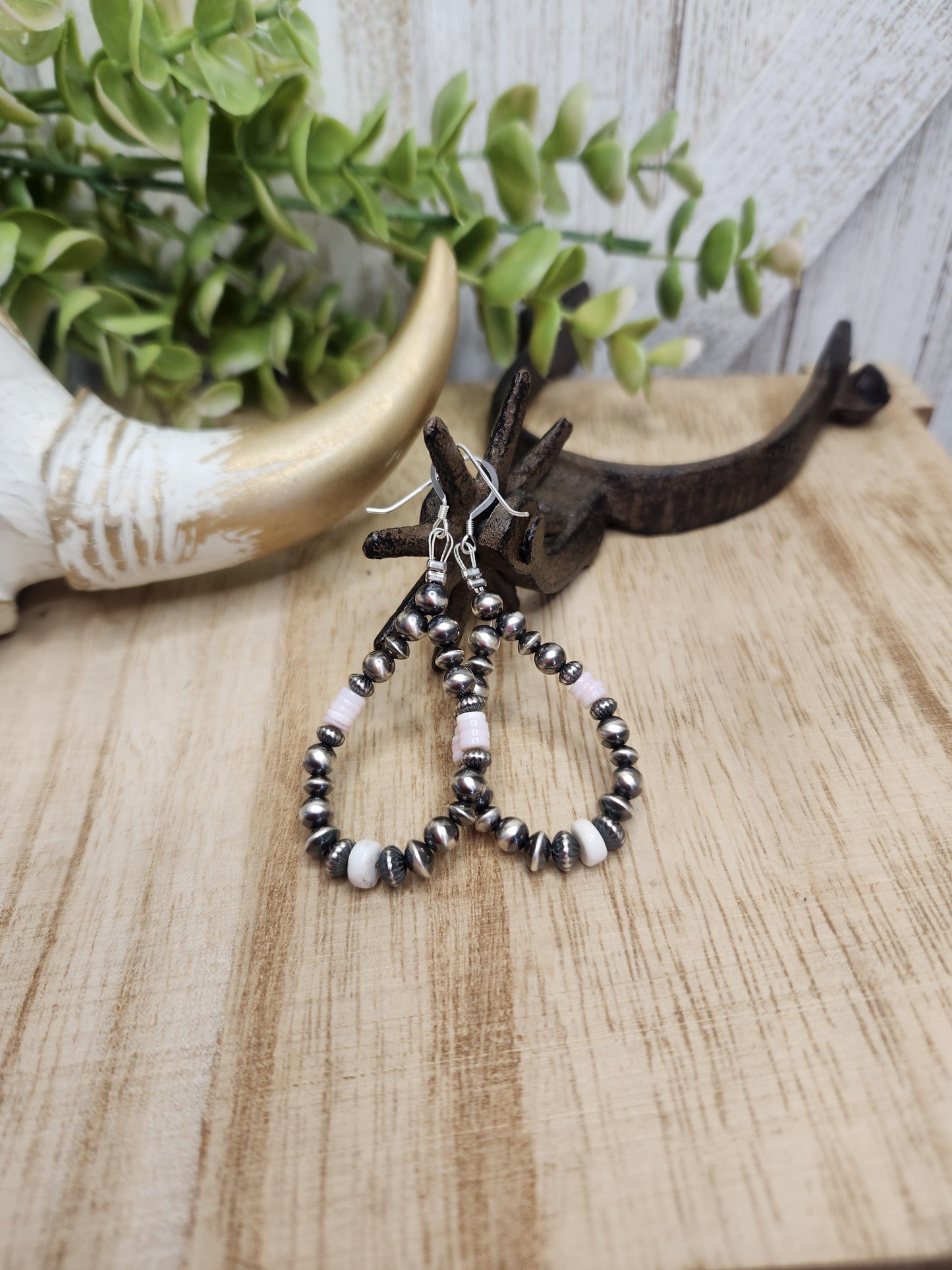 Pink Conch, White Buffalo Turquoise, & Sterling Silver Navajo Style Pearls