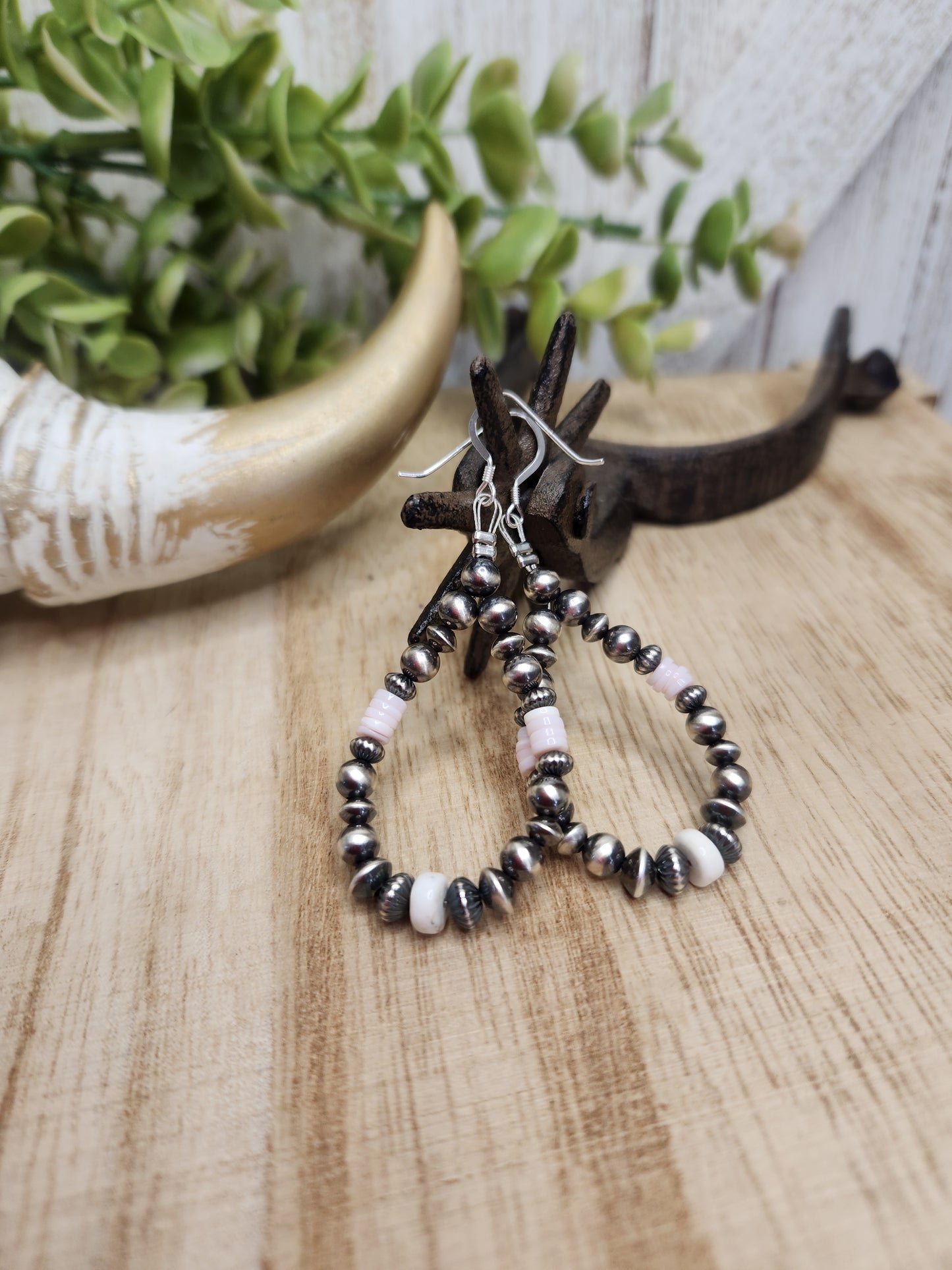 Pink Conch, White Buffalo Turquoise, & Sterling Silver Navajo Style Pearls