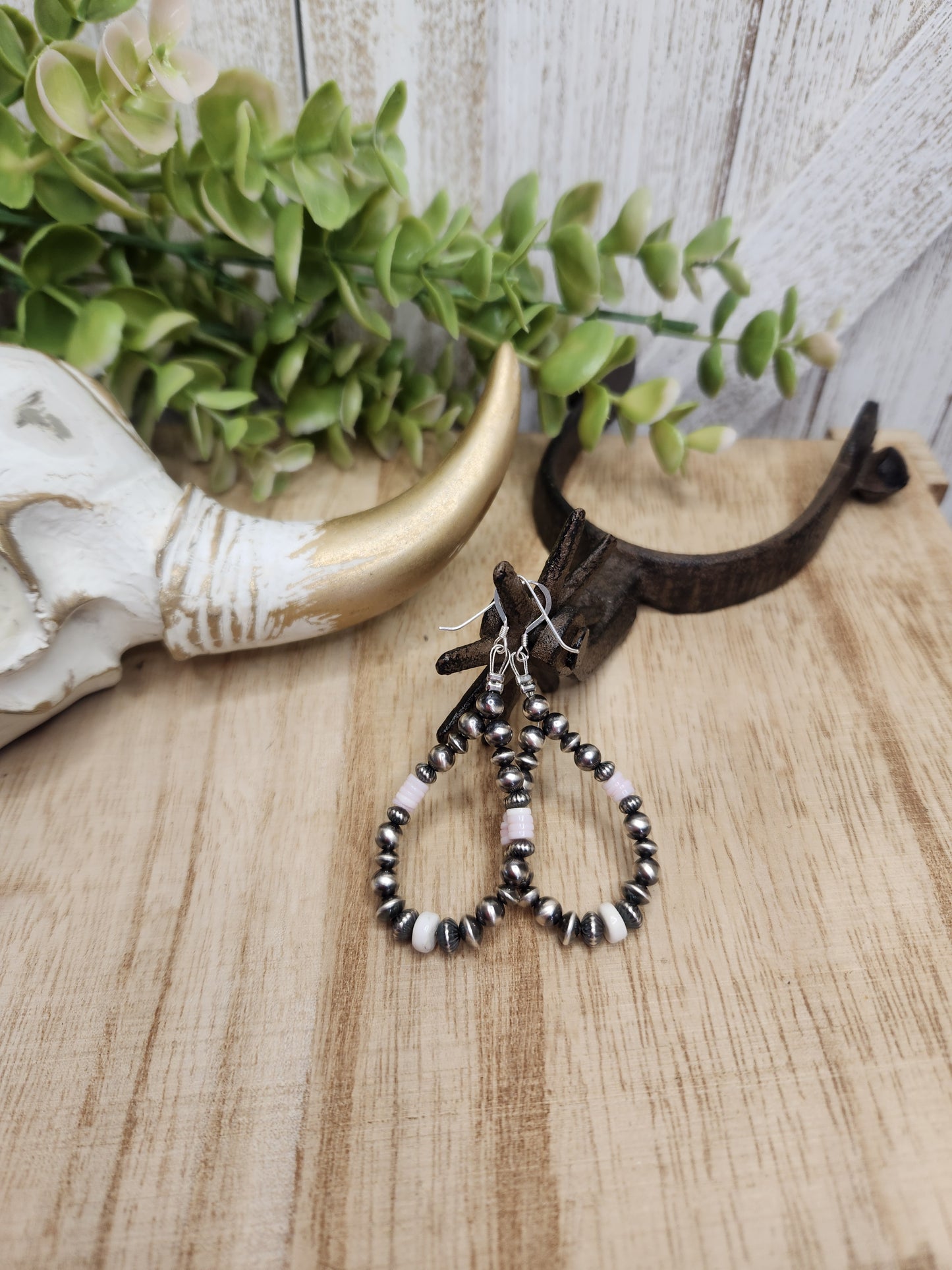 Pink Conch, White Buffalo Turquoise, & Sterling Silver Navajo Style Pearls