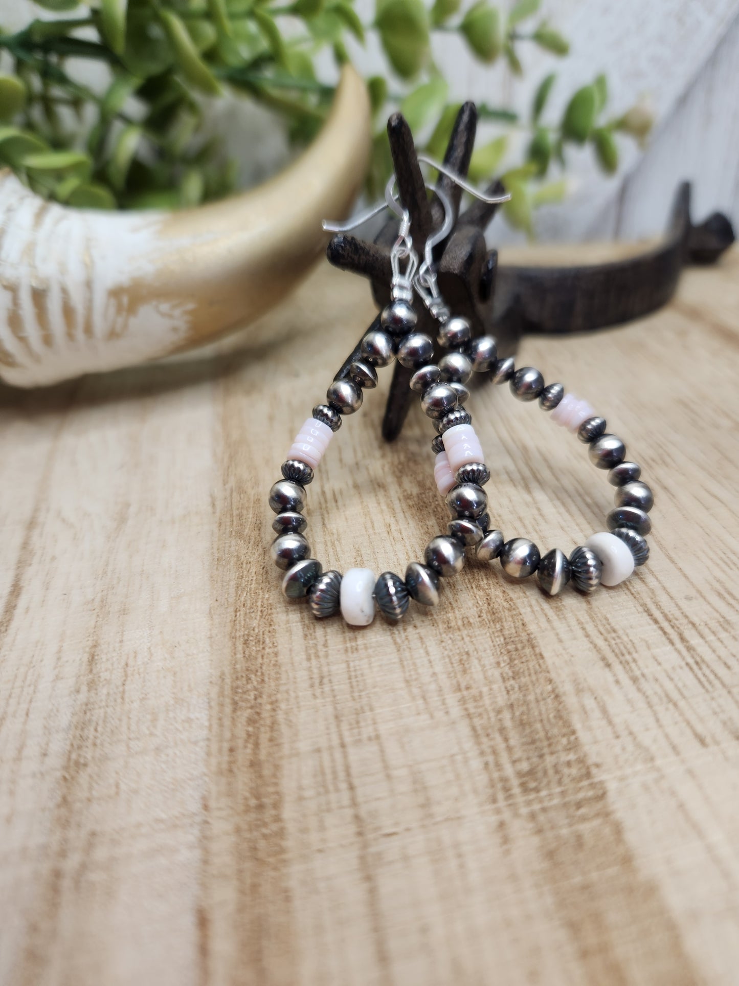 Pink Conch, White Buffalo Turquoise, & Sterling Silver Navajo Style Pearls