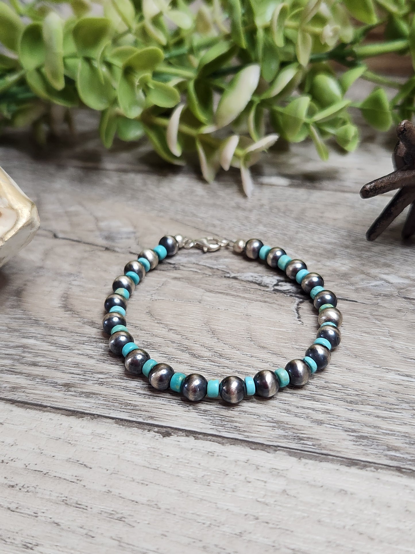 Kingsmen Turquoise & Sterling Silver Navajo Style Pearls. clasp