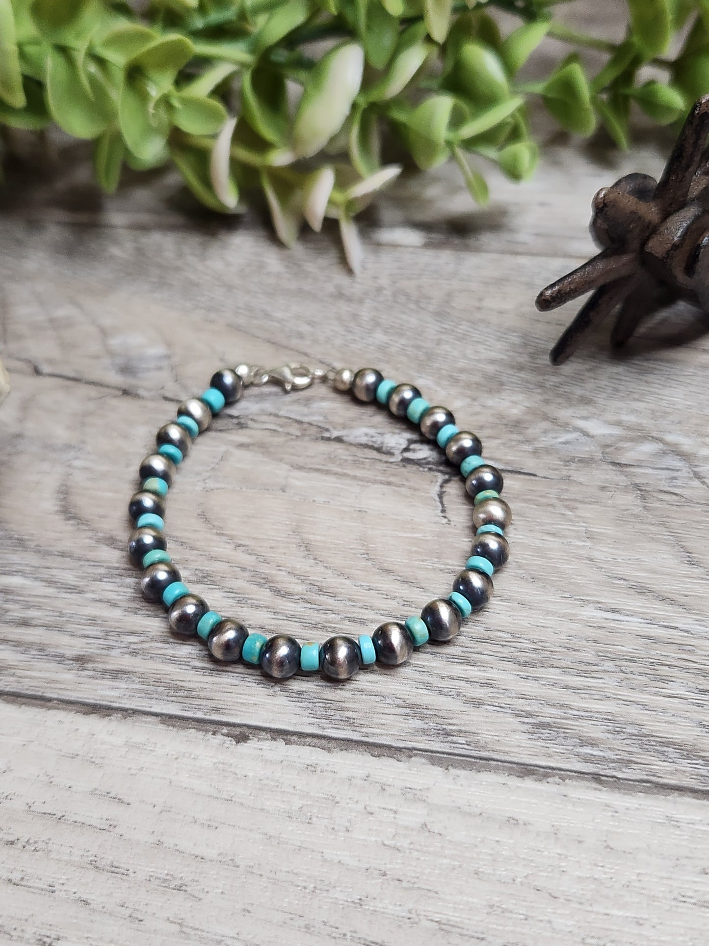 Kingsmen Turquoise & Sterling Silver Navajo Style Pearls. clasp