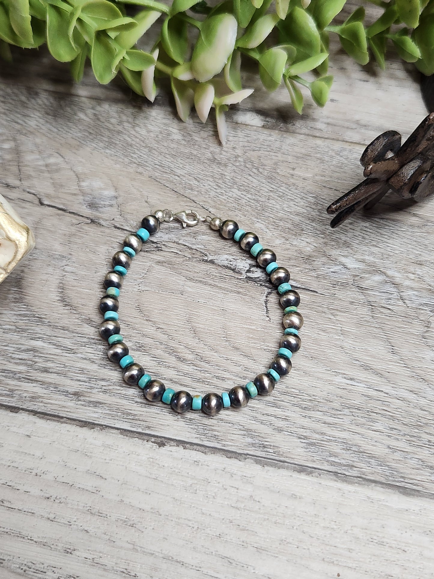 Kingsmen Turquoise & Sterling Silver Navajo Style Pearls. clasp