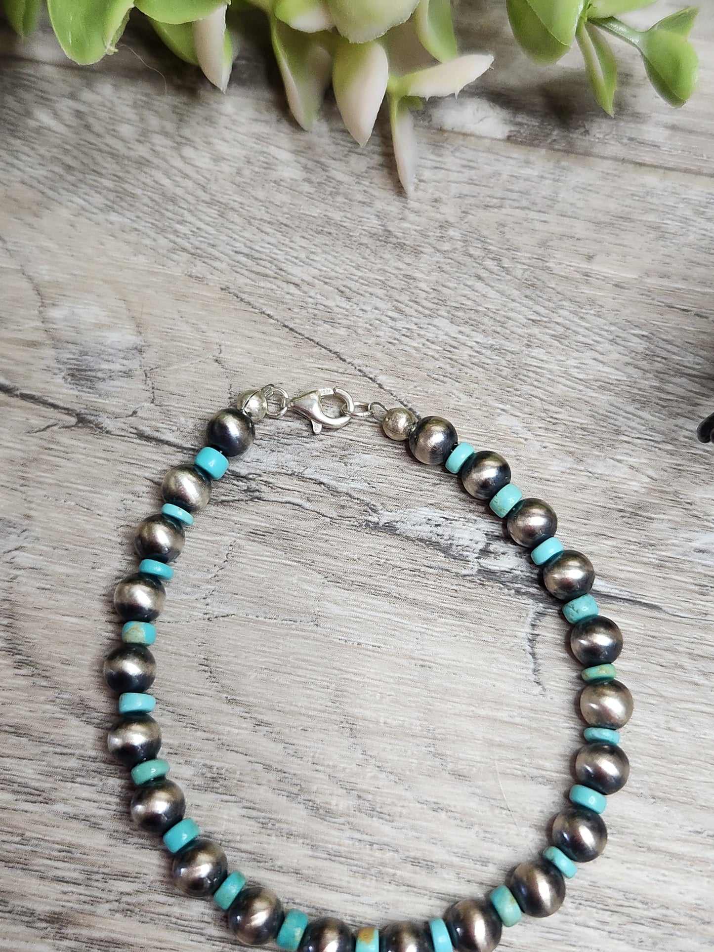 Kingsmen Turquoise & Sterling Silver Navajo Style Pearls. clasp