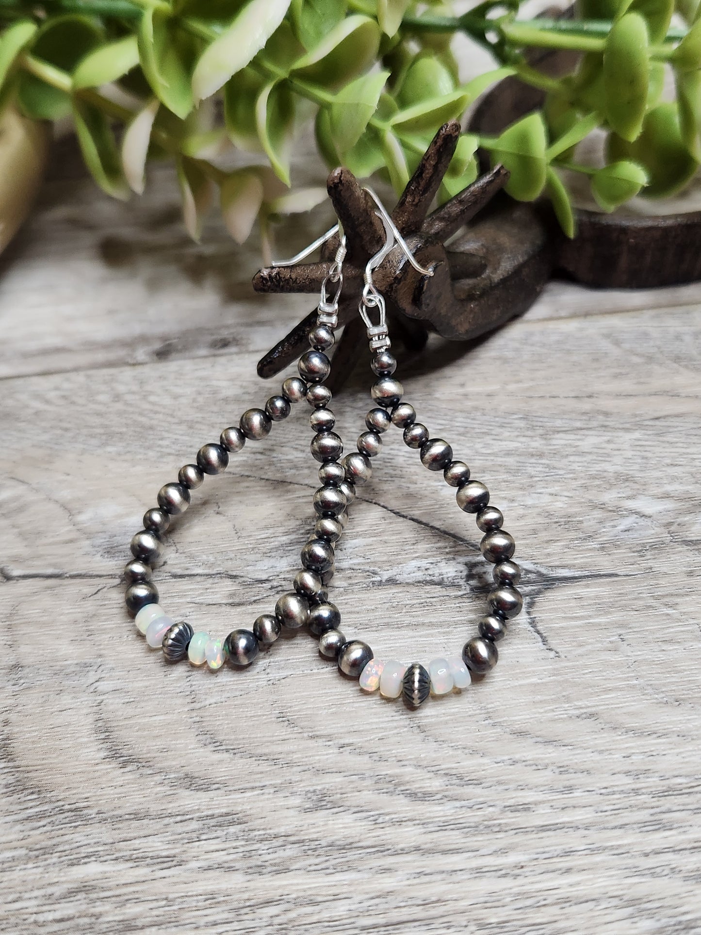 Ethiopian Opal & Sterling Silver Navajo Style Pearls