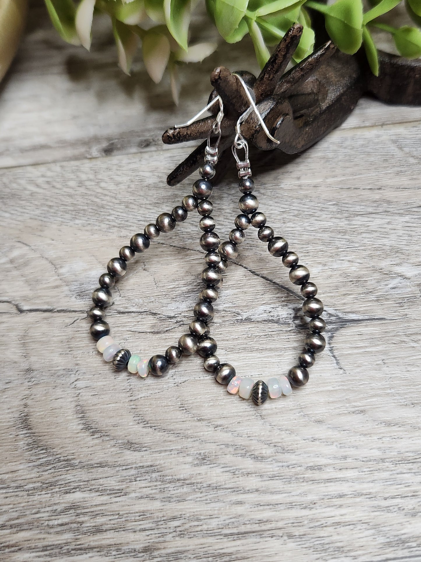 Ethiopian Opal & Sterling Silver Navajo Style Pearls