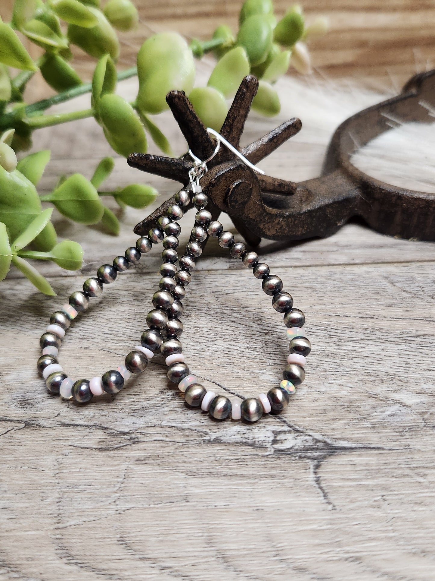 Ethiopian Opal & Pink Conch, & Sterling Silver Navajo Style Pearls