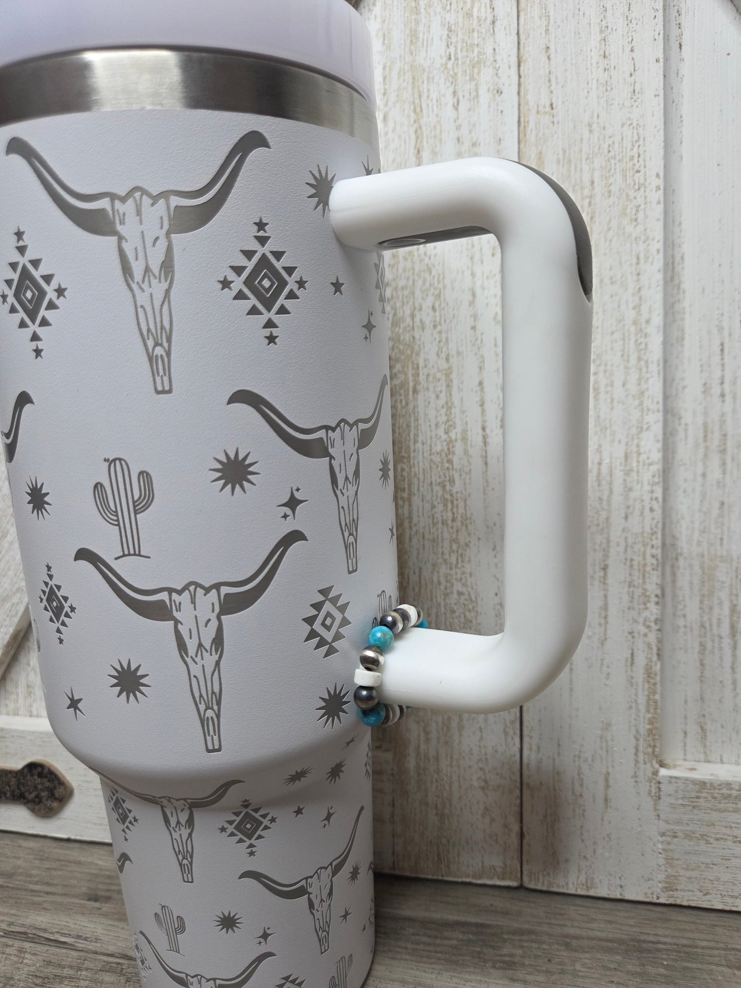 White Long Horn- White Buffalo Turquoise, Kingment Turquoise, Sterling Silver Pearls