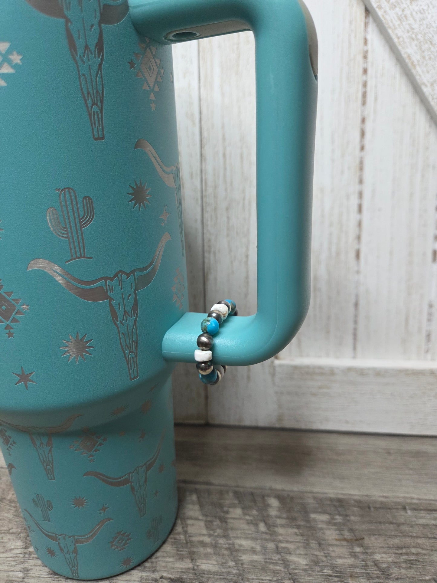 Turquoise Long Horn- White Buffalo Turquoise, Kingment Turquoise, Sterling Silver Pearls