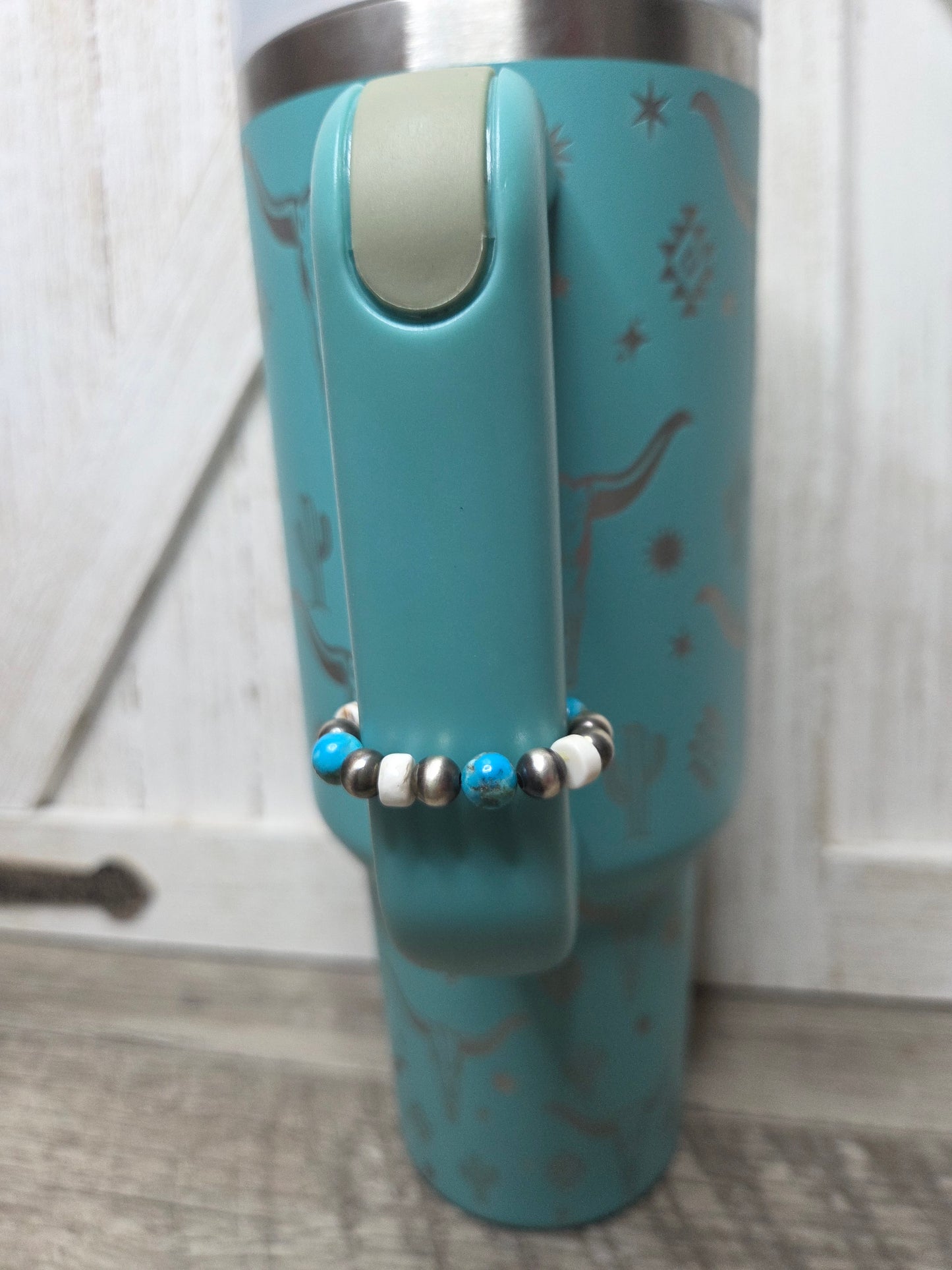 Turquoise Long Horn- White Buffalo Turquoise, Kingment Turquoise, Sterling Silver Pearls