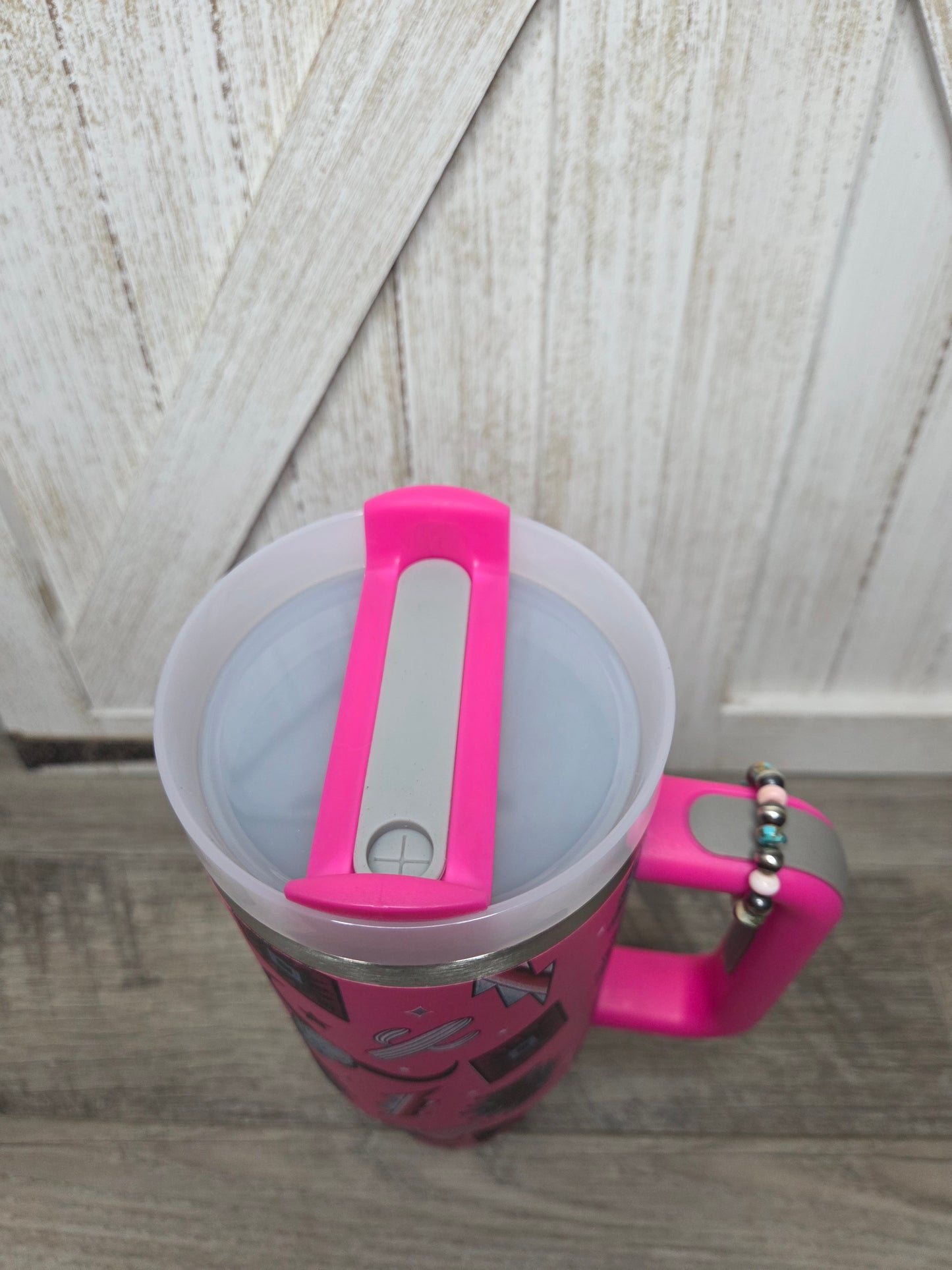 Pink Catus Long Horn lightning Bold- Pink Conch, Spiny Oyster Turquoise, Sterling Silver Pearls