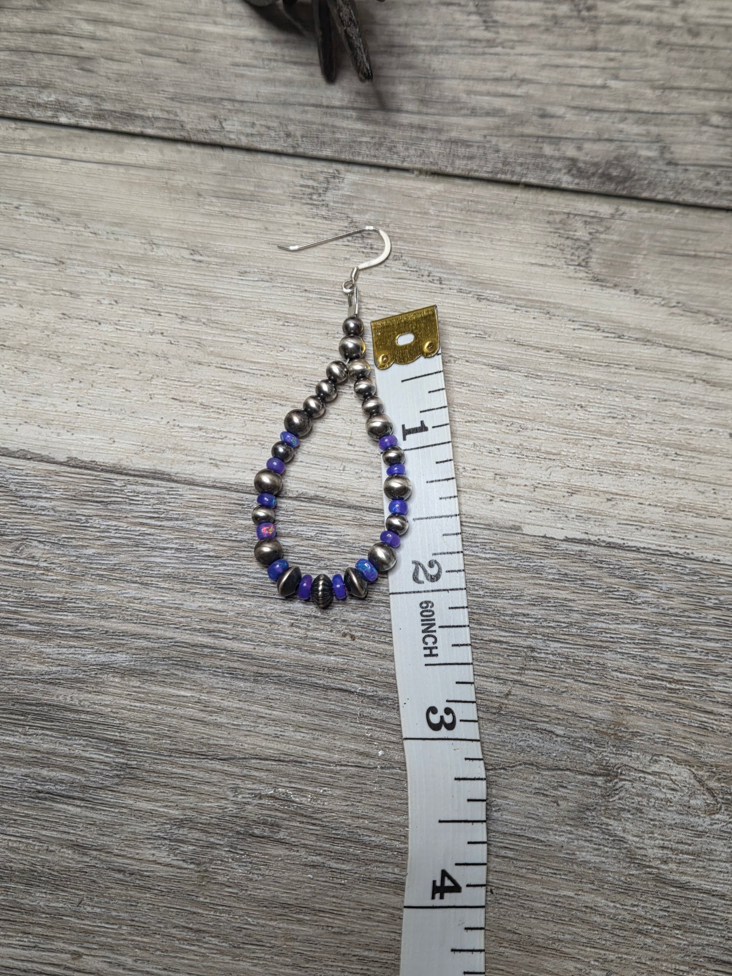 Blue/ Purple Opal & Sterling Silver Navajo Style Pearls