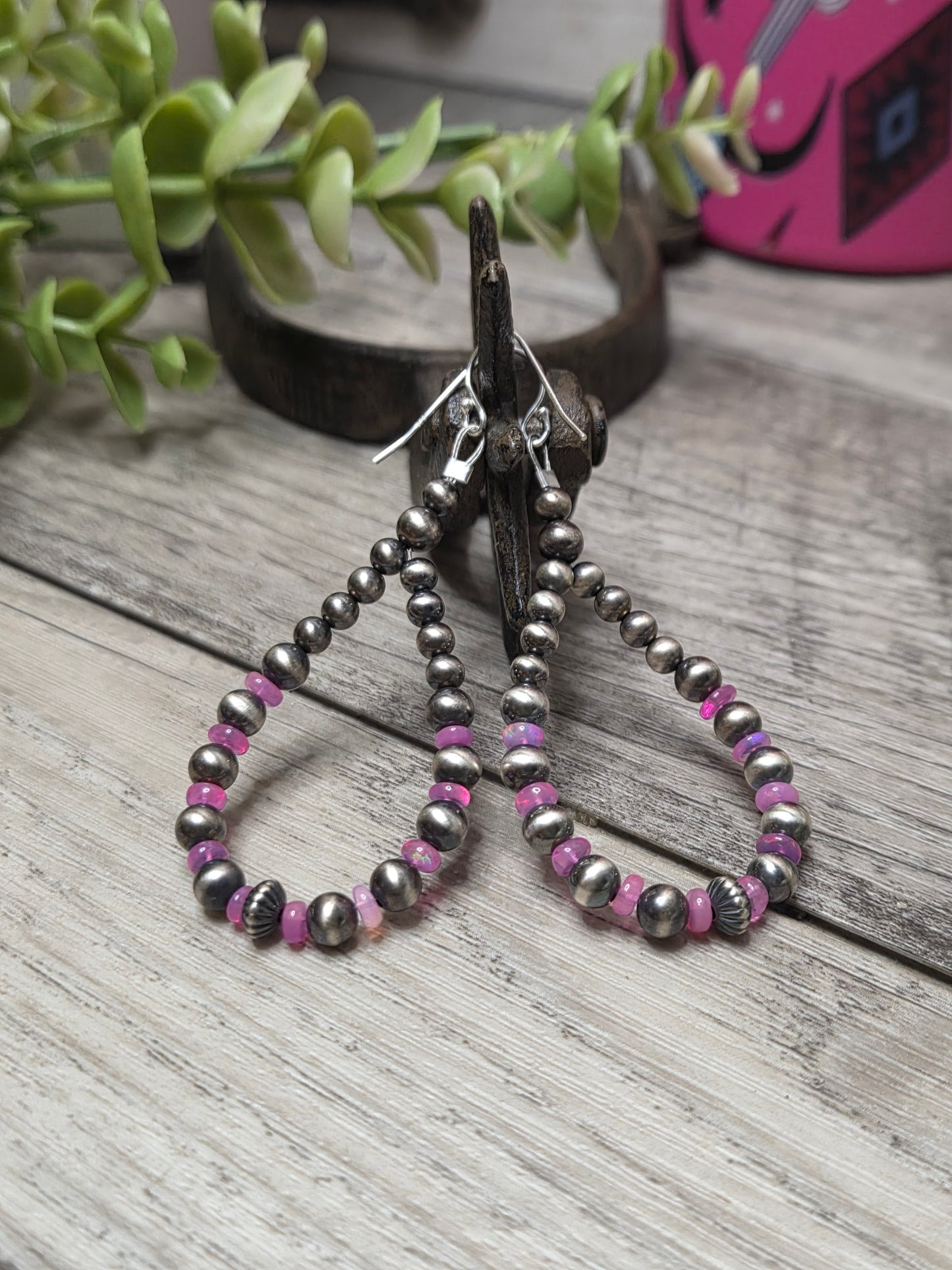 Pink Opal & Sterling Silver Navajo Style Pearls