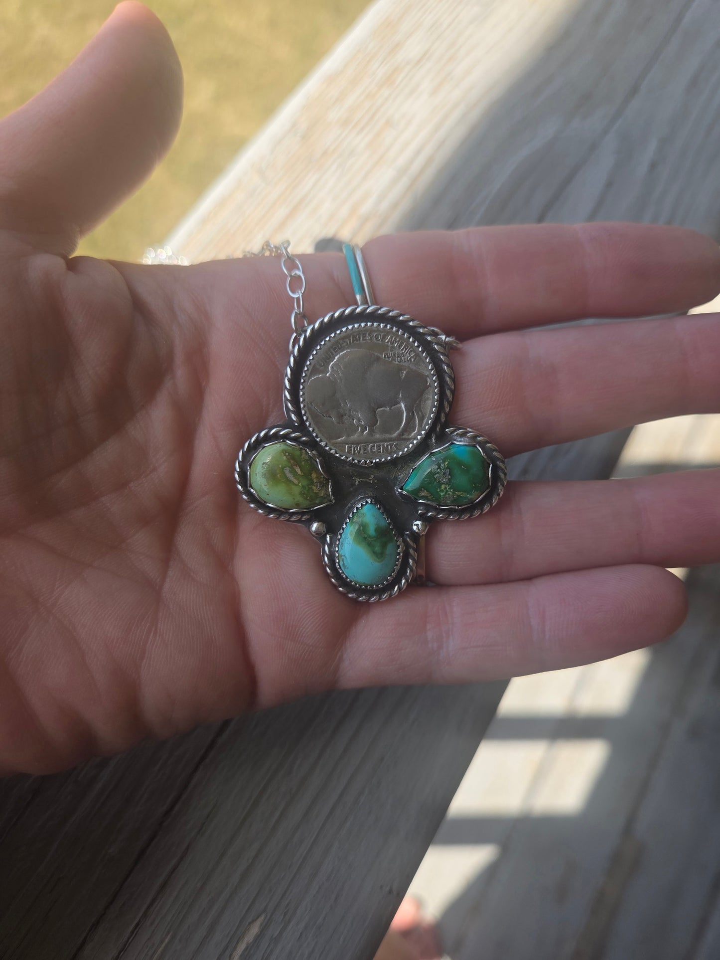 Buffalo Coin and Sonoran Turquoise 20 inches