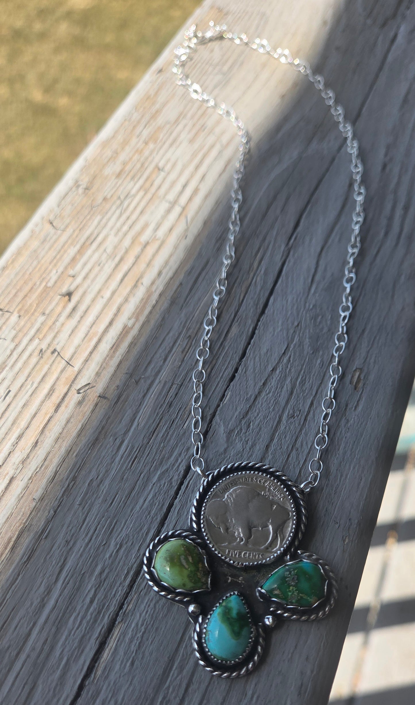 Buffalo Coin and Sonoran Turquoise 20 inches