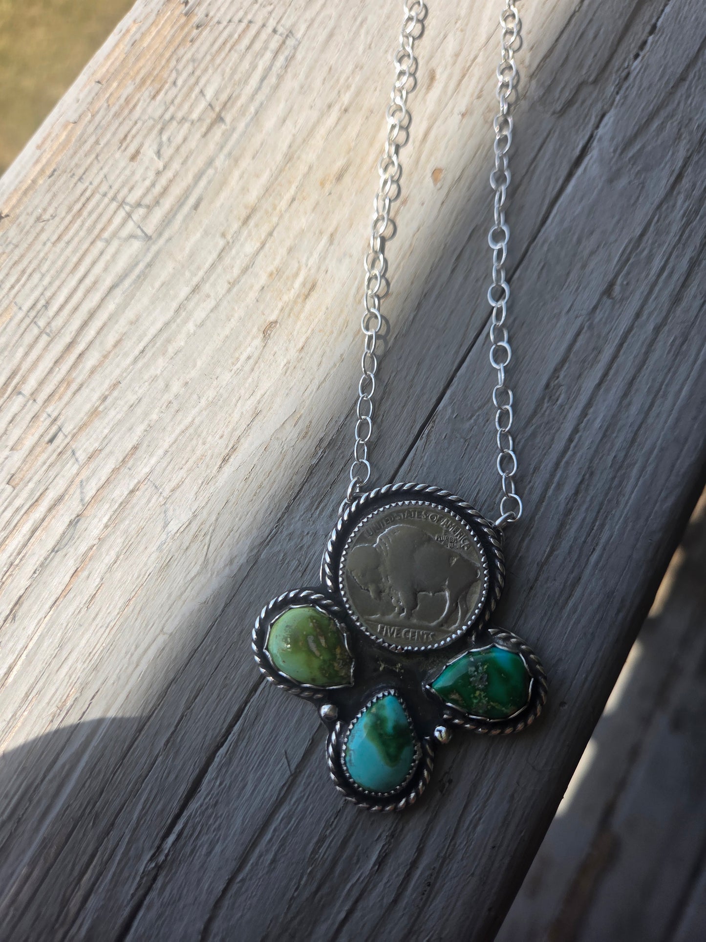Buffalo Coin and Sonoran Turquoise 20 inches