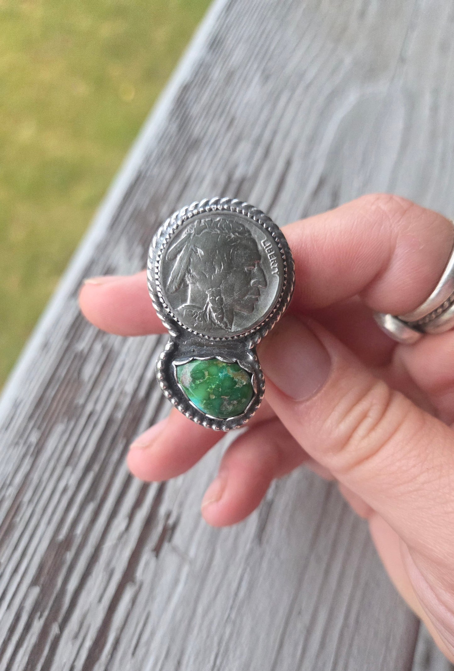 Native Coin & Sonoran Turquoise Size 7 1/4