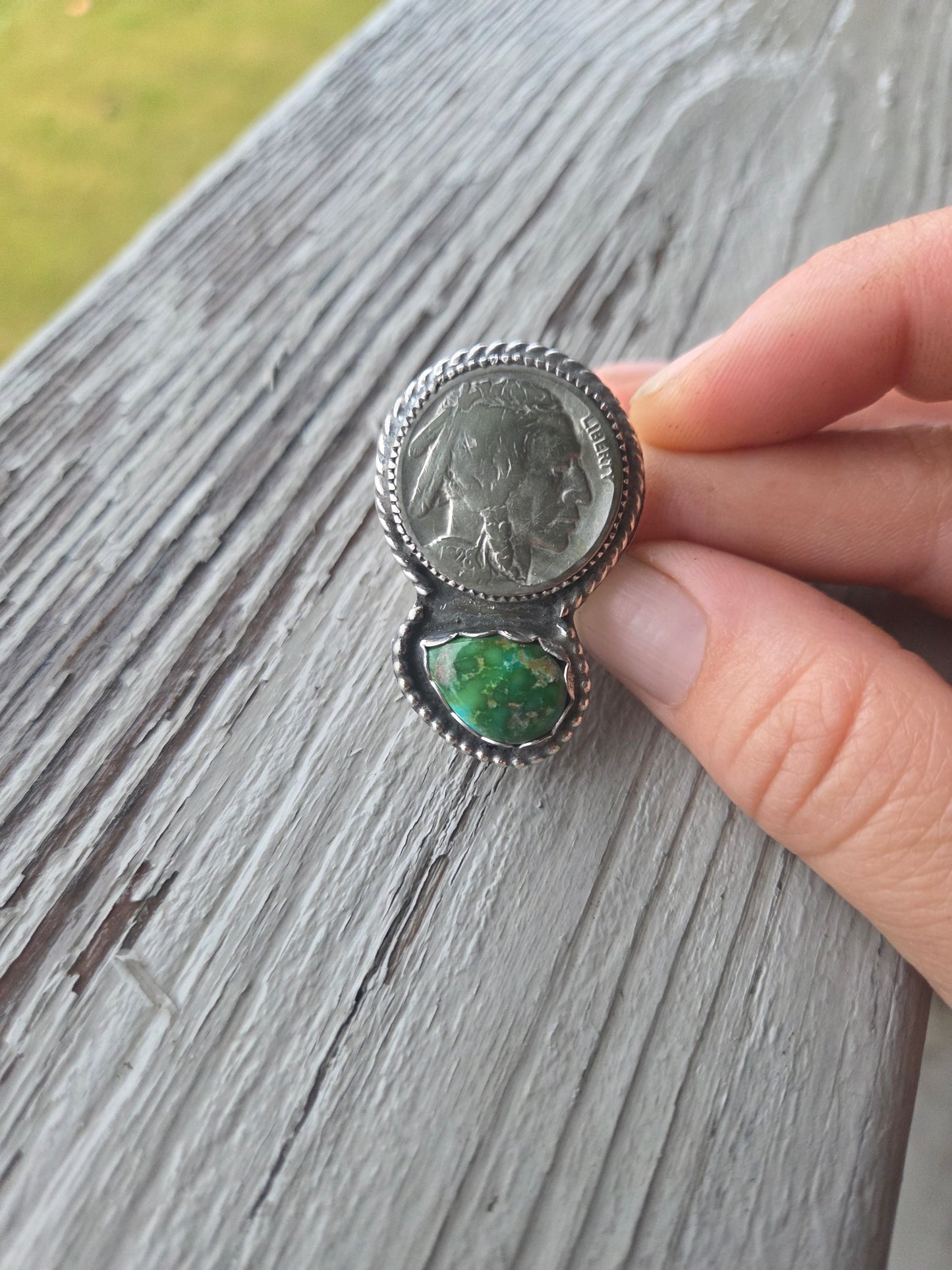 Native Coin & Sonoran Turquoise Size 7 1/4