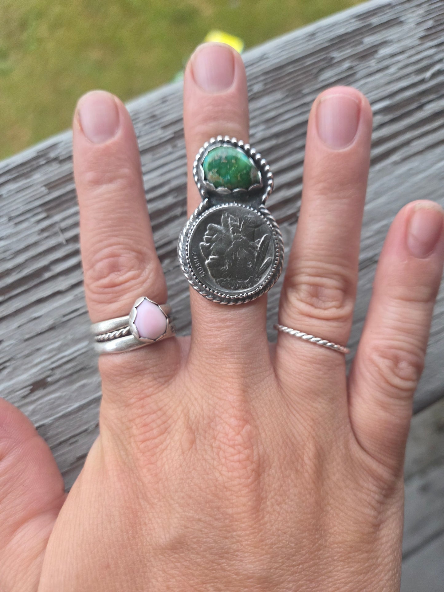 Native Coin & Sonoran Turquoise Size 7 1/4