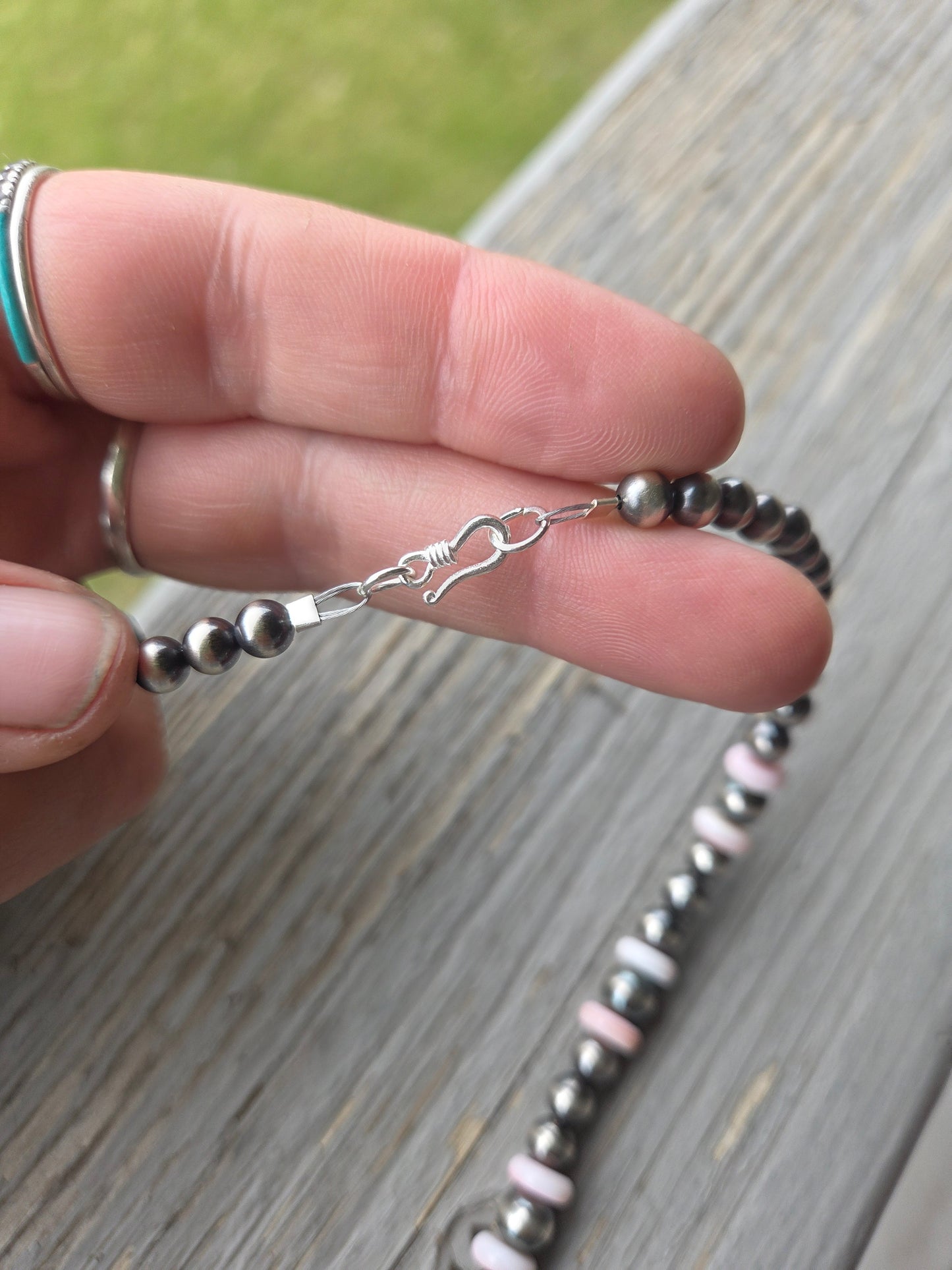 Buffalo Coin • Pink Conch • Sterling Silver Navajo Style Pearl