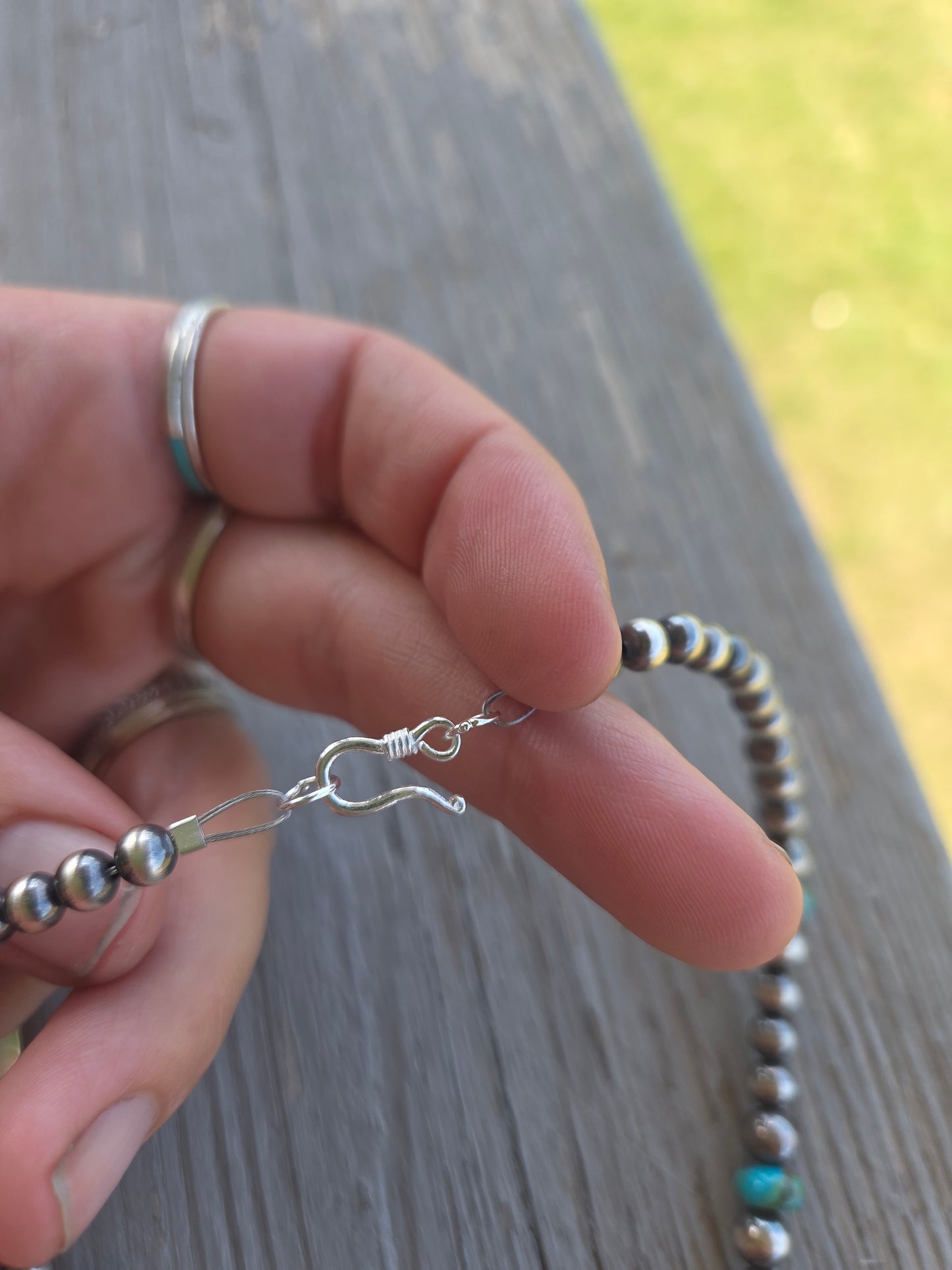 Evans Turquoise • Kingsmen Turquoise • Sterling Silver Navajo Style Pearls 16. 5 inches