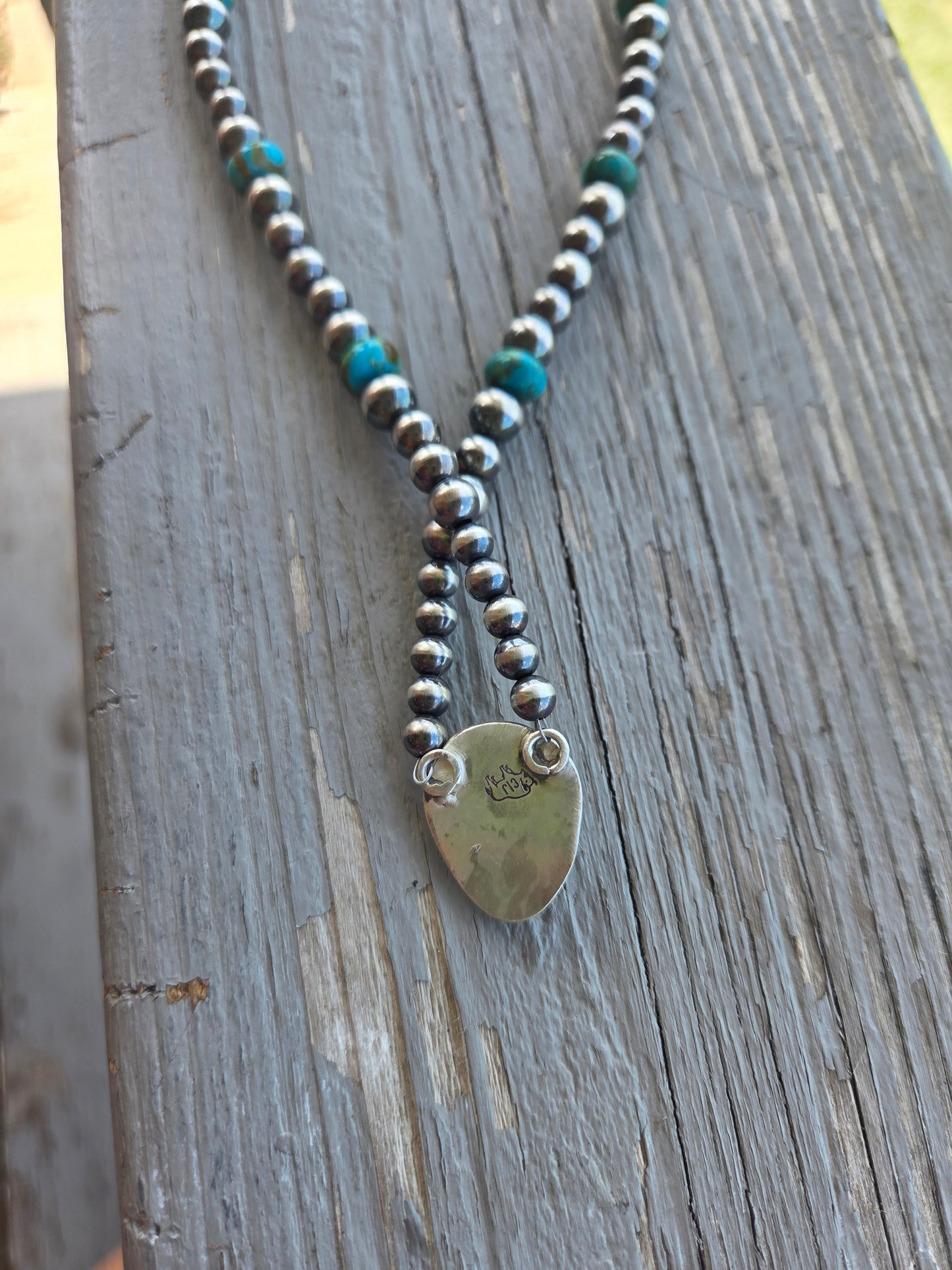 Evans Turquoise • Kingsmen Turquoise • Sterling Silver Navajo Style Pearls 16. 5 inches