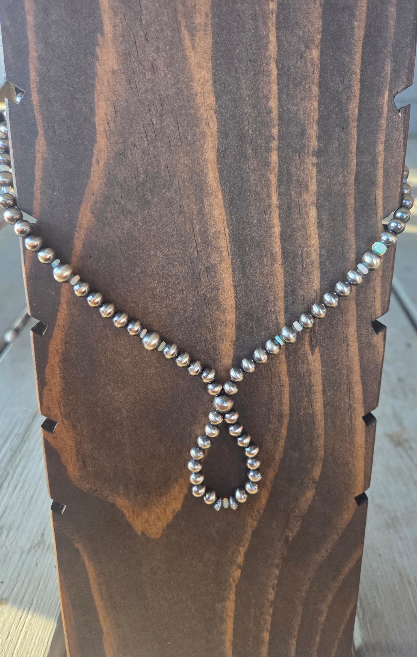 Sterling Silver Navajo Style Pearls • Ethiopian Opal. 17 inches