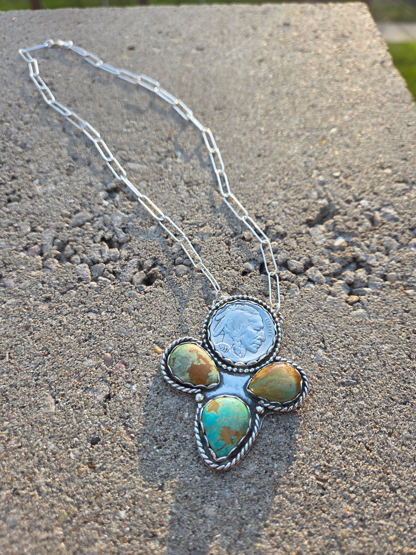 Native Coin and Evans Turquoise 18 inches