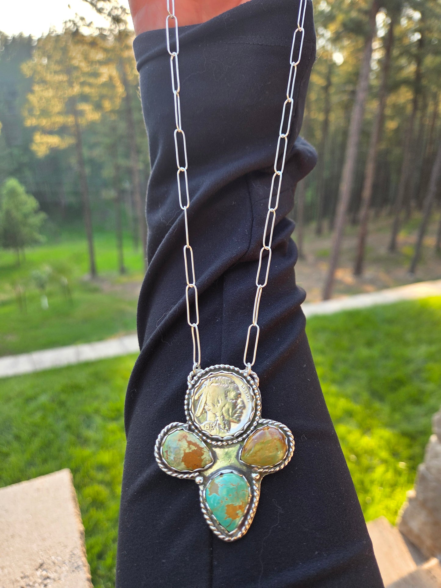 Native Coin and Evans Turquoise 18 inches