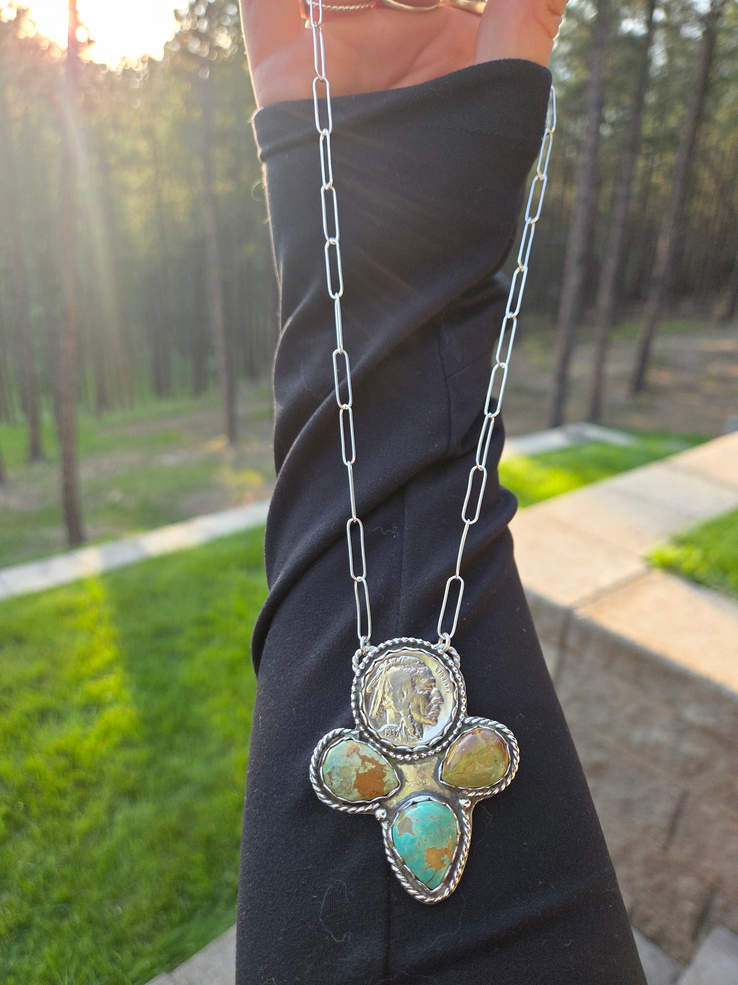 Native Coin and Evans Turquoise 18 inches