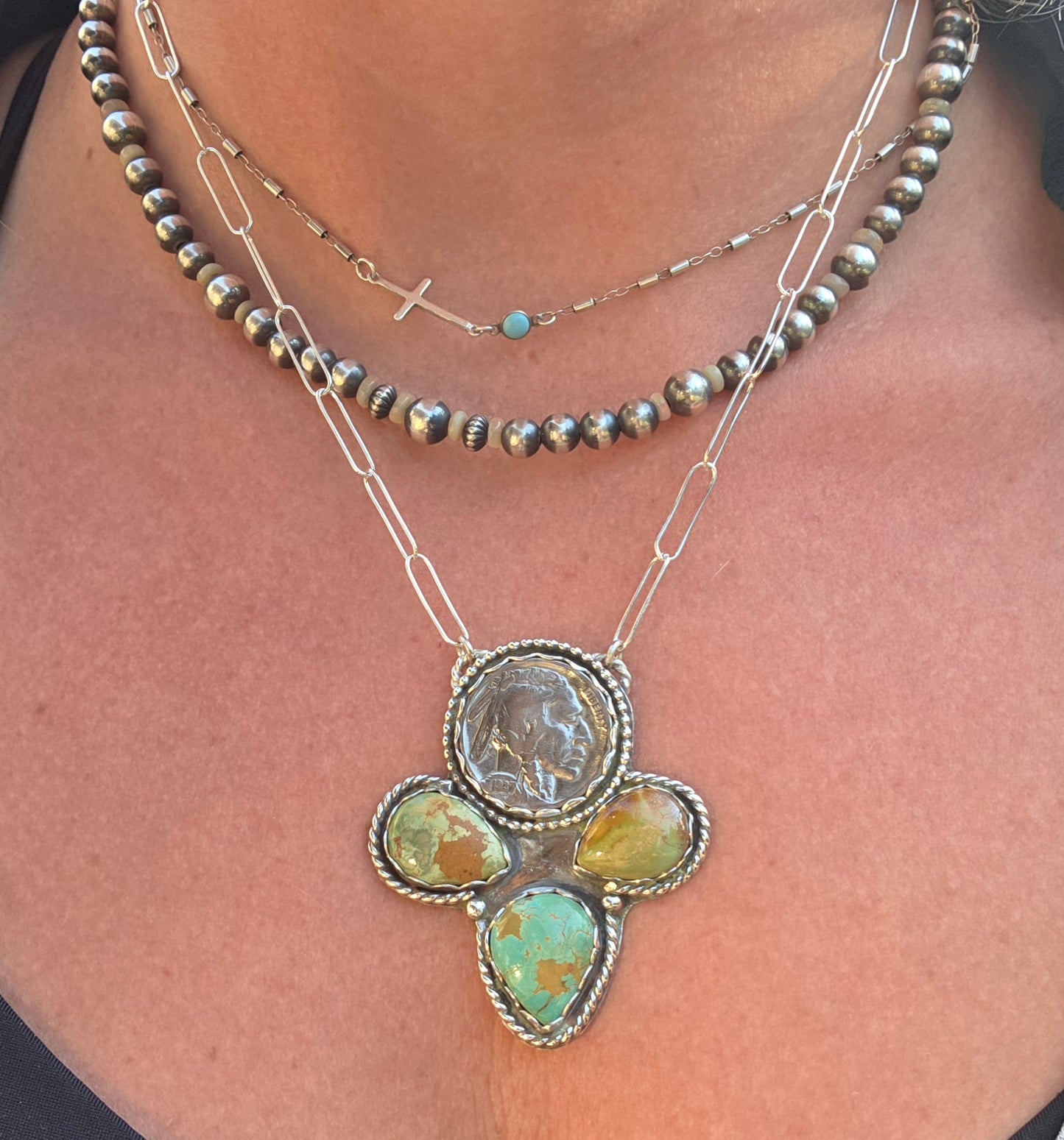 Native Coin and Evans Turquoise 18 inches