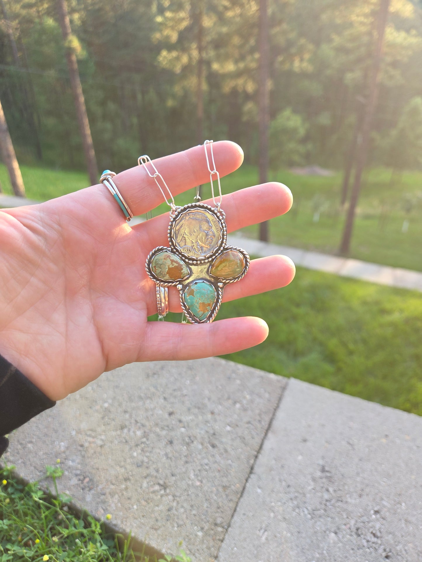 Native Coin and Evans Turquoise 18 inches