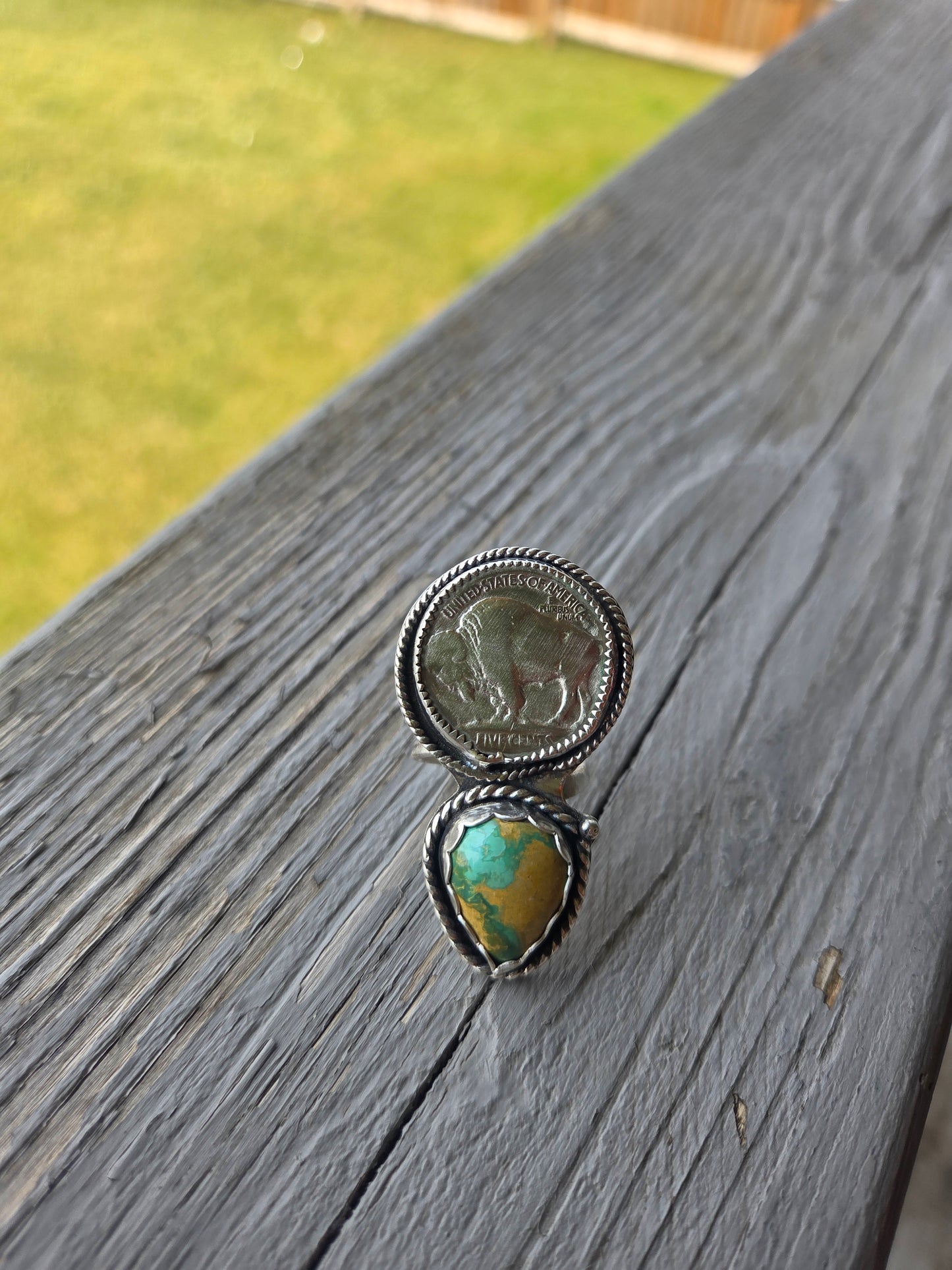 Buffalo Coin & Evan Turquoise Size 8