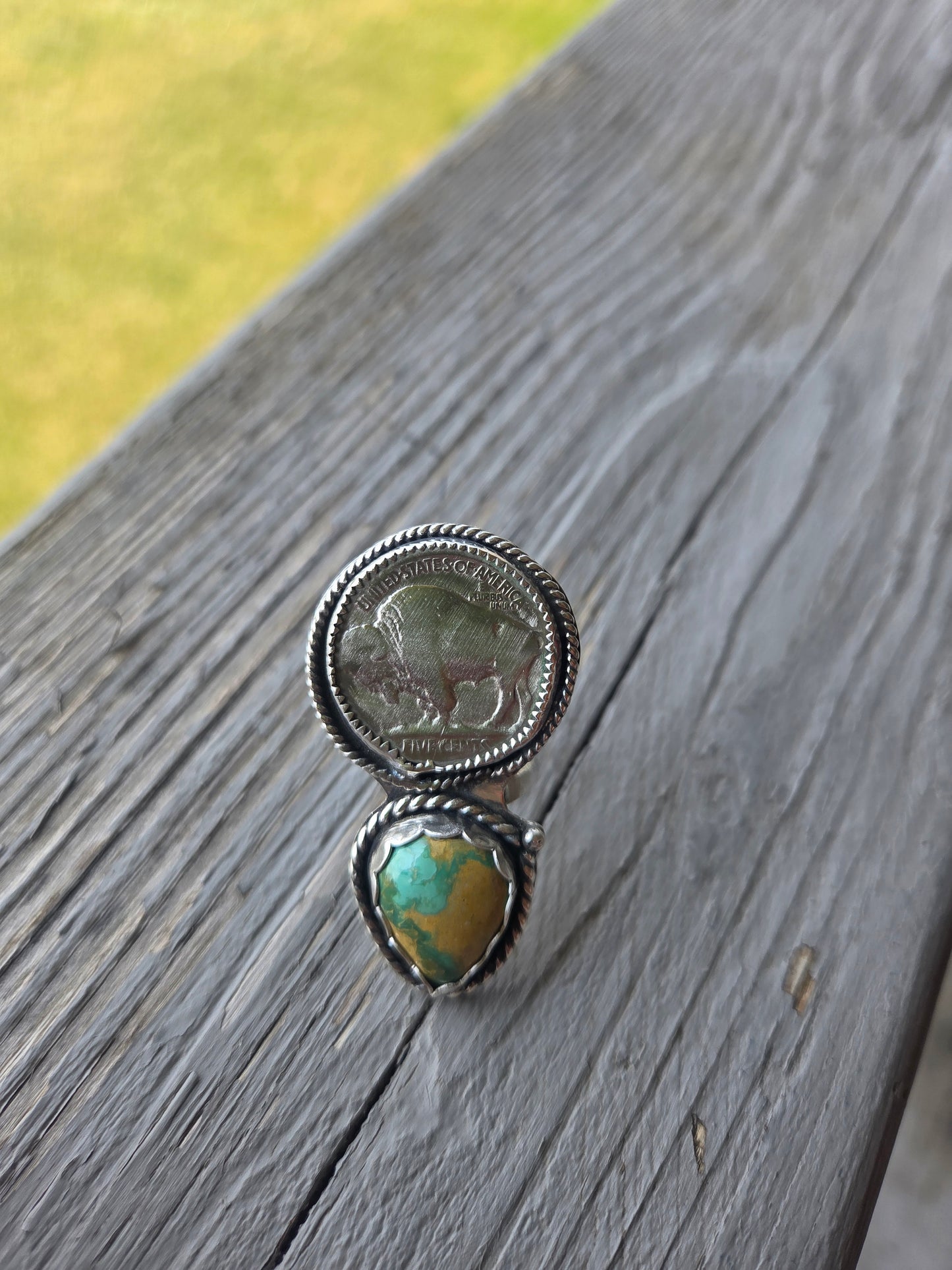 Buffalo Coin & Evan Turquoise Size 8