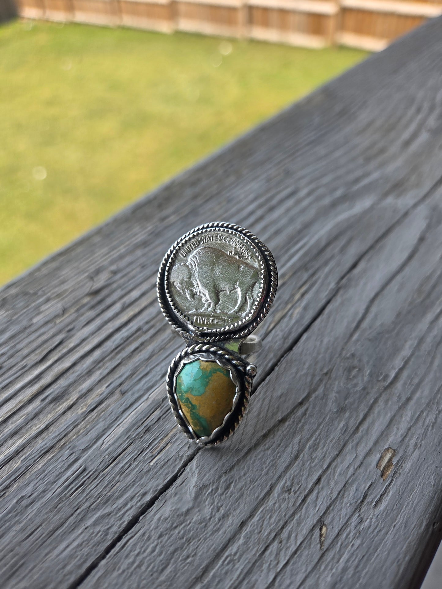 Buffalo Coin & Evan Turquoise Size 8