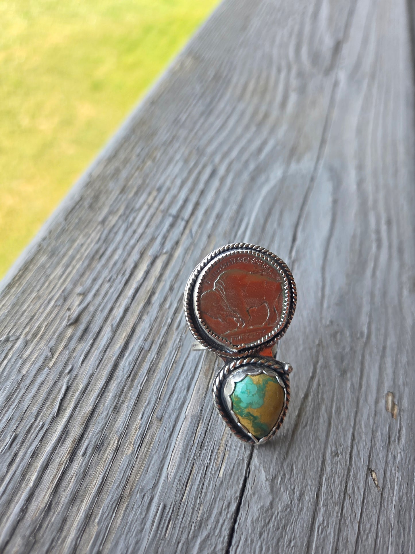 Buffalo Coin & Evan Turquoise Size 8