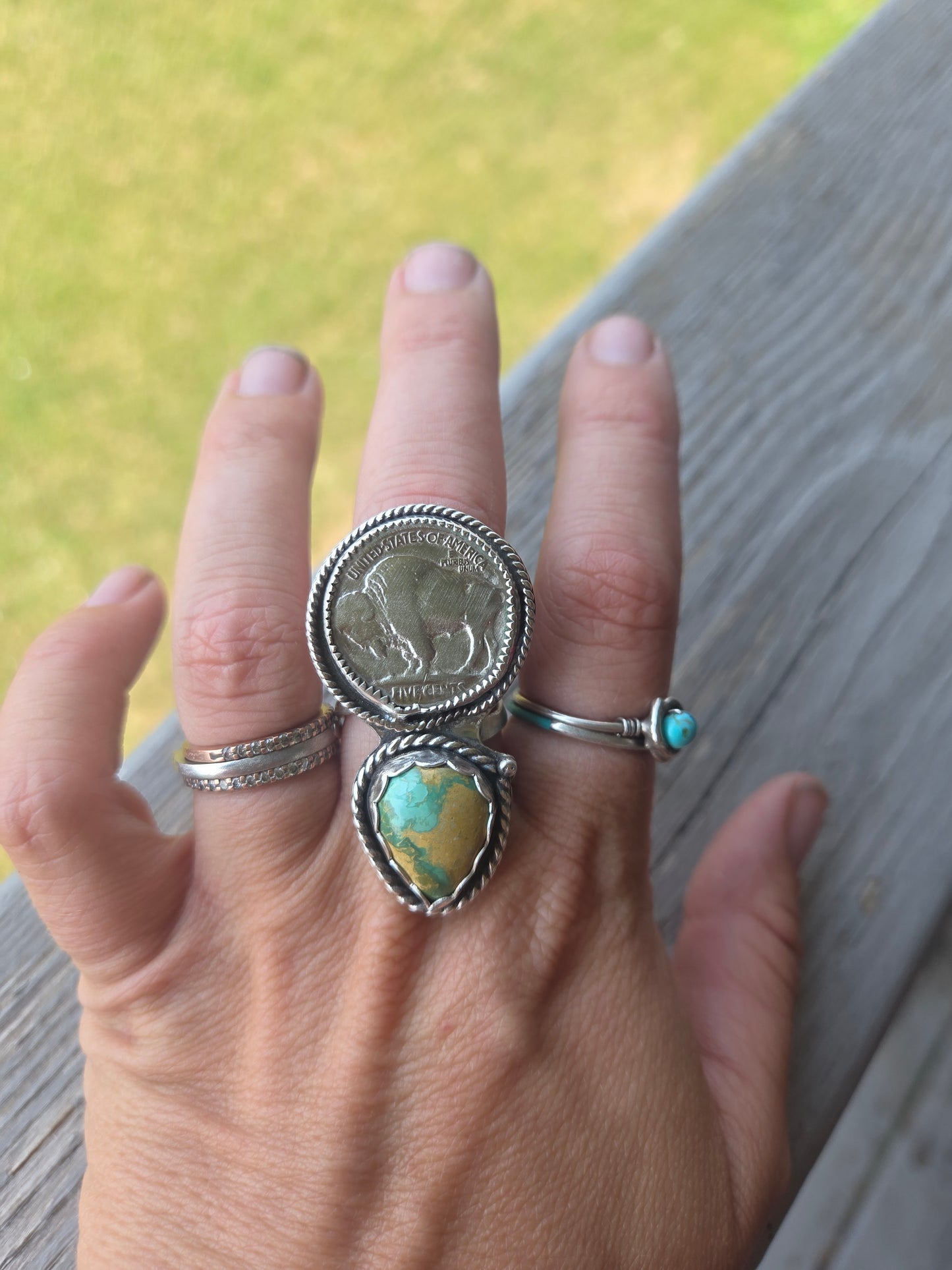 Buffalo Coin & Evan Turquoise Size 8