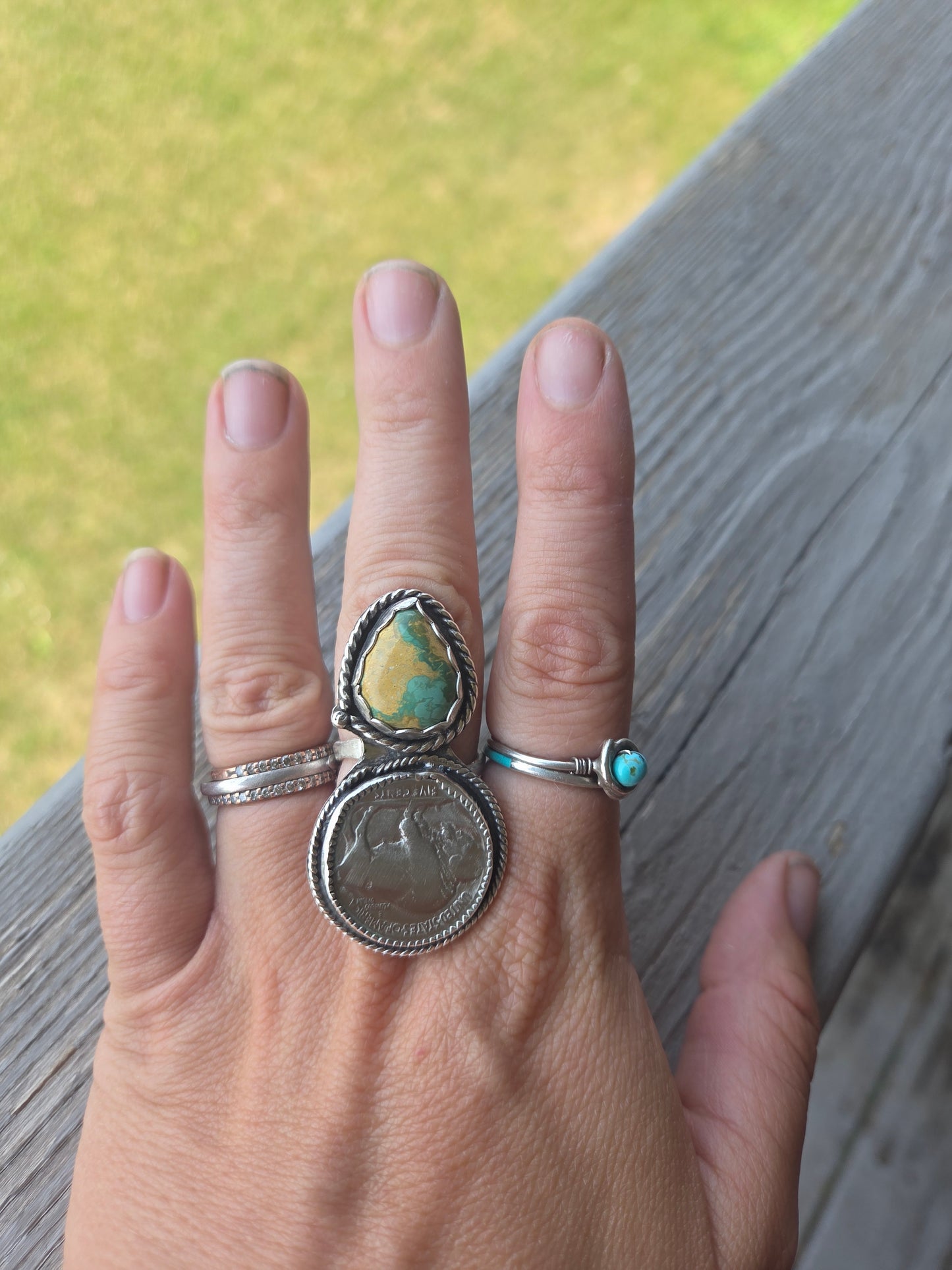 Buffalo Coin & Evan Turquoise Size 8