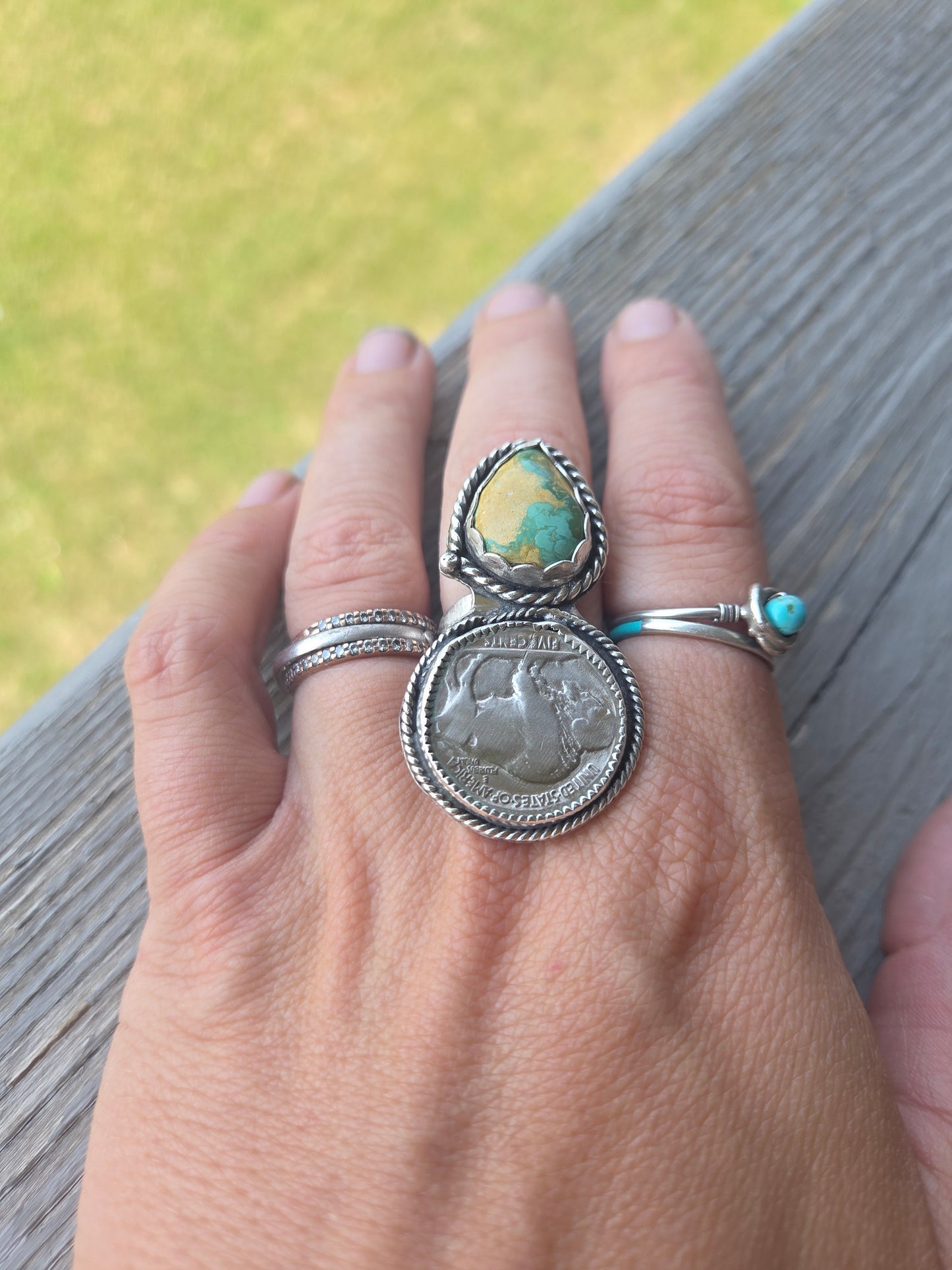 Buffalo Coin & Evan Turquoise Size 8