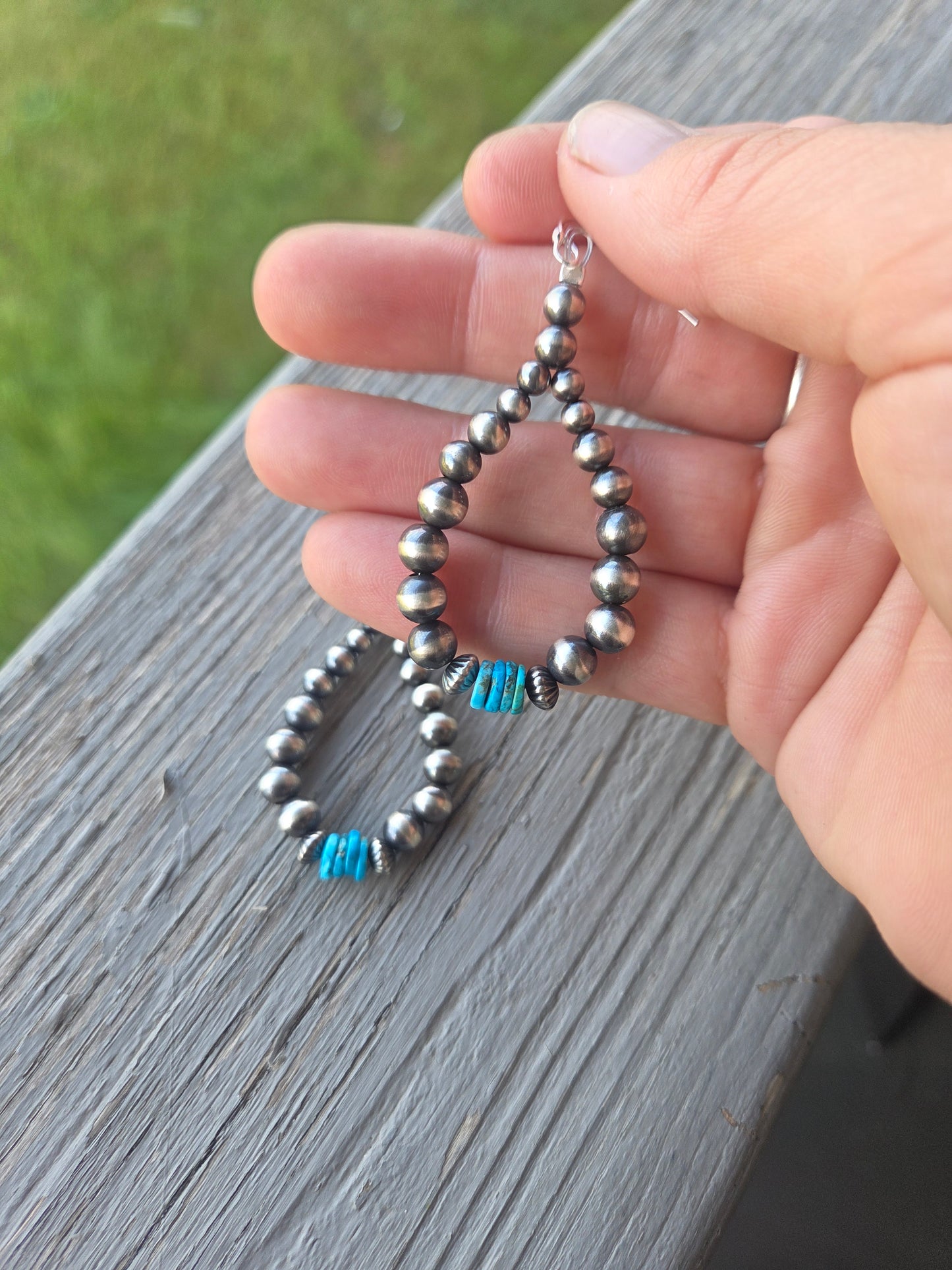 Turquoise & Sterling Silver Navajo Style Pearls