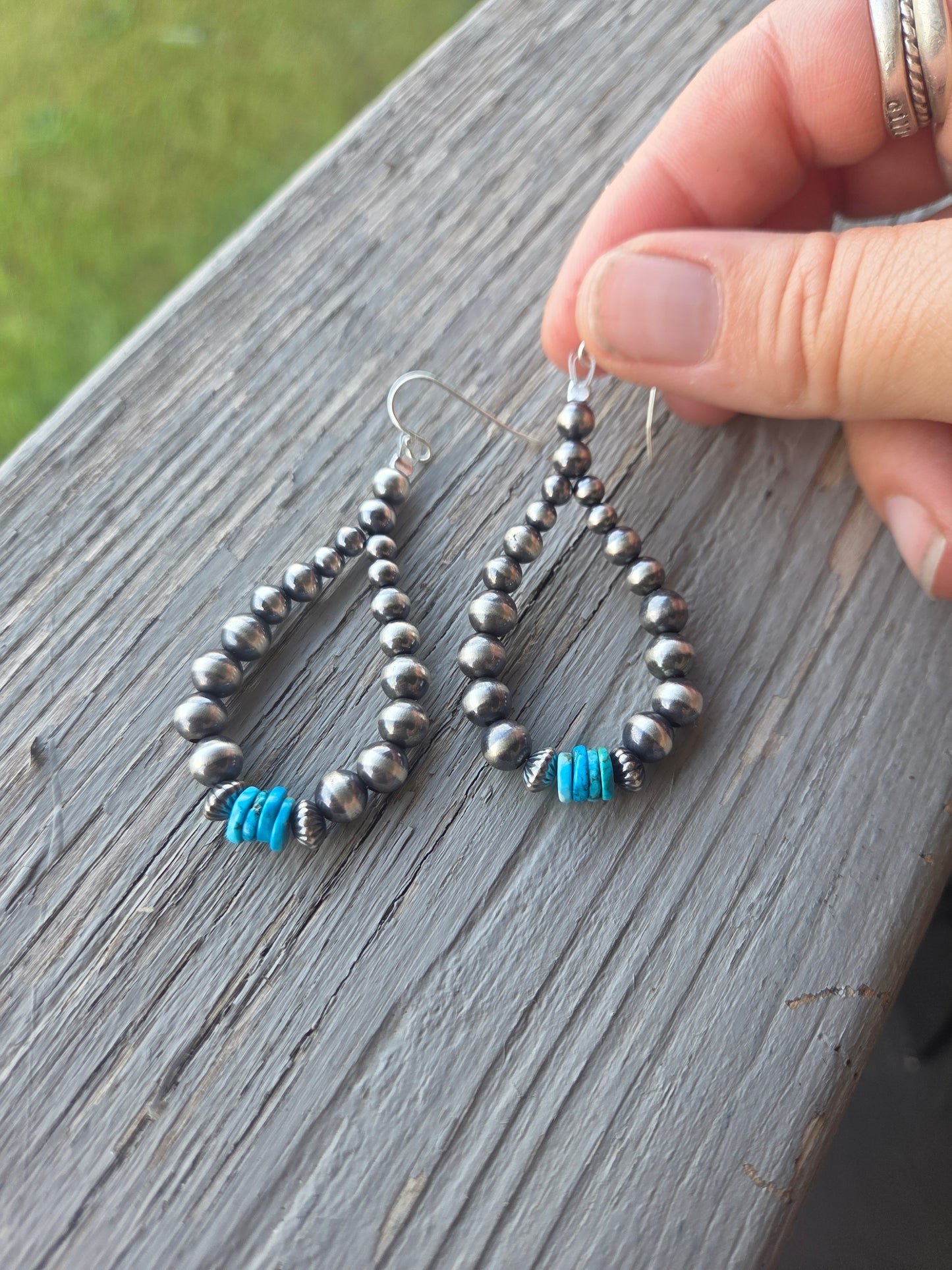 Turquoise & Sterling Silver Navajo Style Pearls