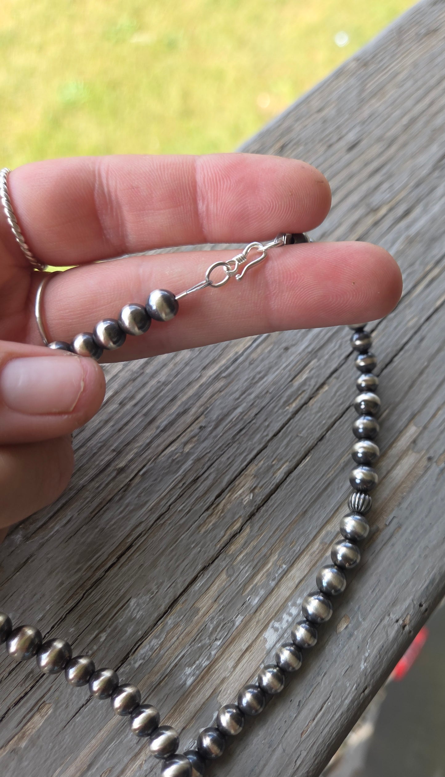 Choker Lariet Golden Hill Turquoise & Sterling Silver Navajo Style Pearl • 15 inches with 6 inch drop