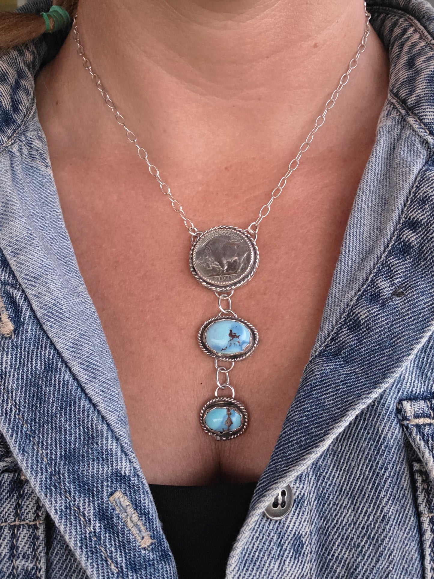 Buffalo Coin & Golden Hill Turquoise 19.5 inches