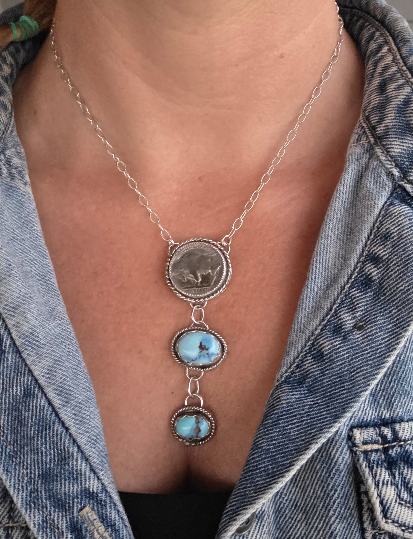 Buffalo Coin & Golden Hill Turquoise 19.5 inches