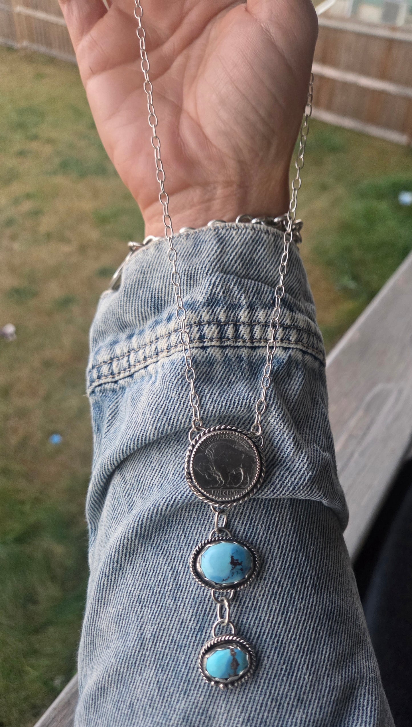 Buffalo Coin & Golden Hill Turquoise 19.5 inches