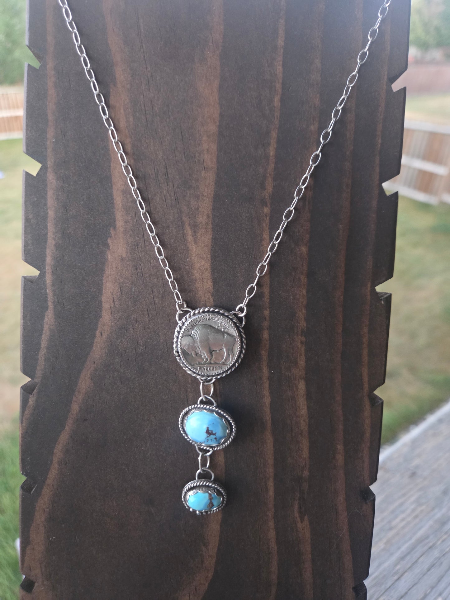 Buffalo Coin & Golden Hill Turquoise 19.5 inches